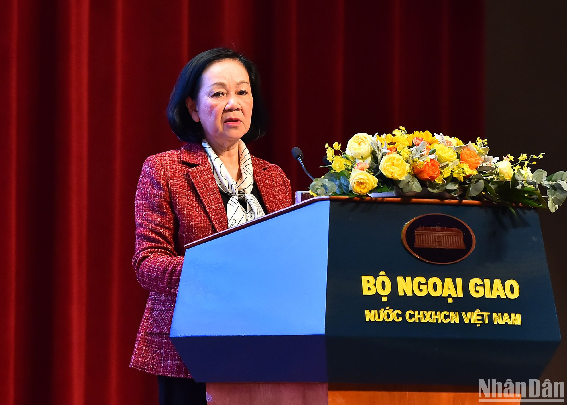 Đồng chí Trương Thị Mai, Ủy viên Bộ Chính trị, Thường trực Ban Bí thư, Trưởng Ban Tổ chức Trung ương phát biểu chỉ đạo tại phiên họp.