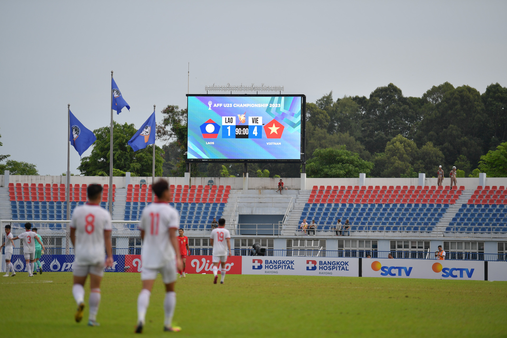 U23 Việt Nam nằm ở bảng C cùng U23 Lào và U23 Philippines. Sau trận thắng Lào, Việt Nam chỉ cần hòa Philippines ở lượt cuối để đi tiếp. (Ảnh: ĐINH TRƯỜNG)