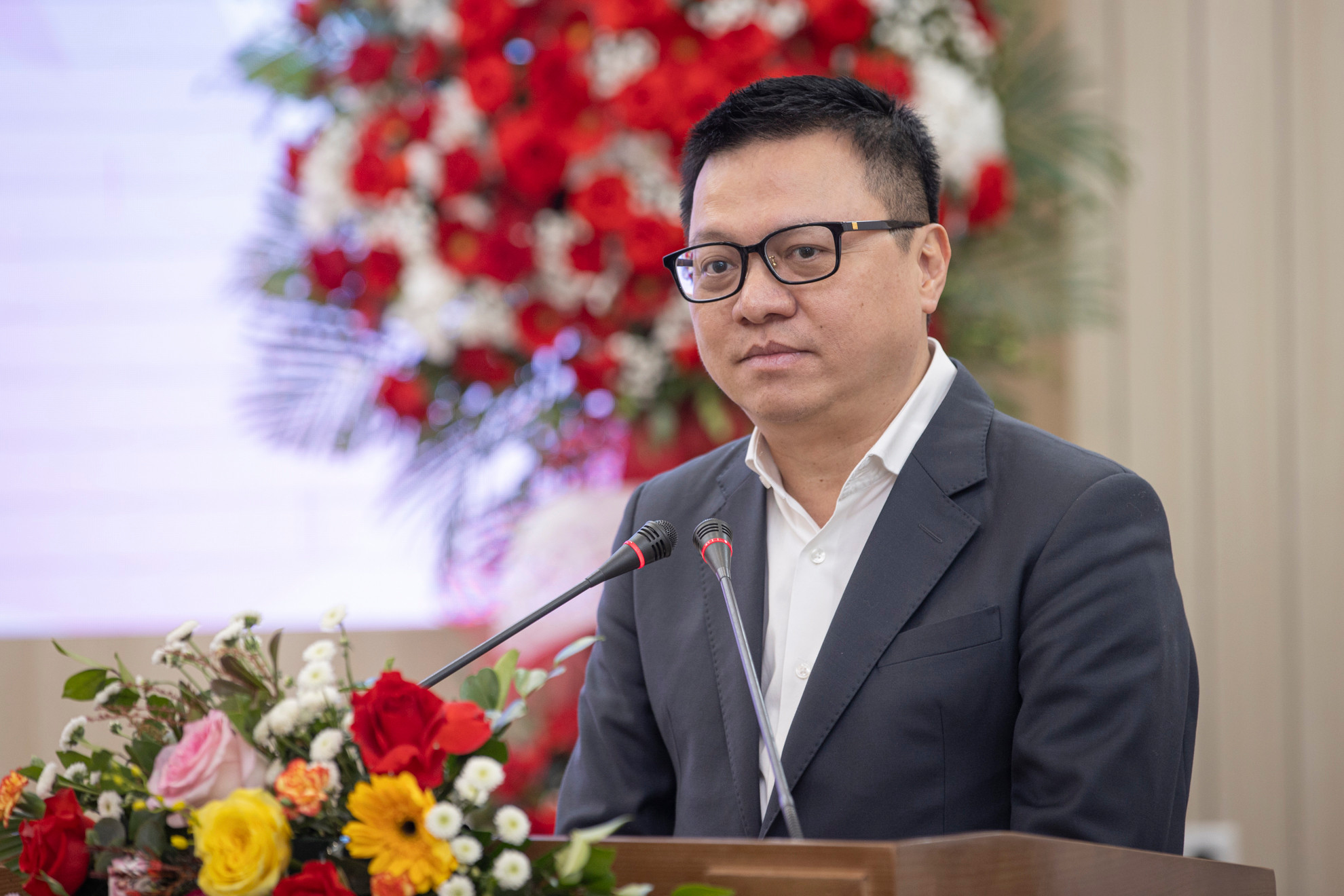 Tổng Biên tập Lê Quốc Minh phát biểu tại buổi lễ.