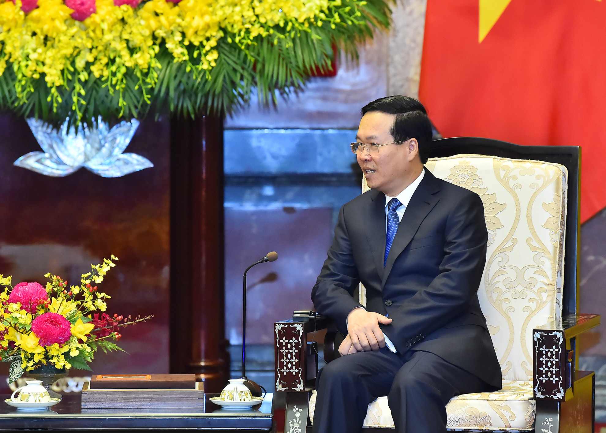 Chủ tịch nước Võ Văn Thưởng phát biểu tại buổi tiếp.