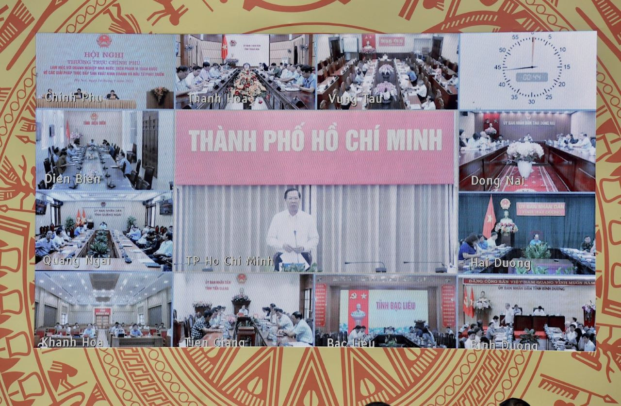 Đại diện lãnh đạo Thành phố Hồ Chí Minh phát biểu tại điểm cầu Thành phố Hồ Chí Minh.