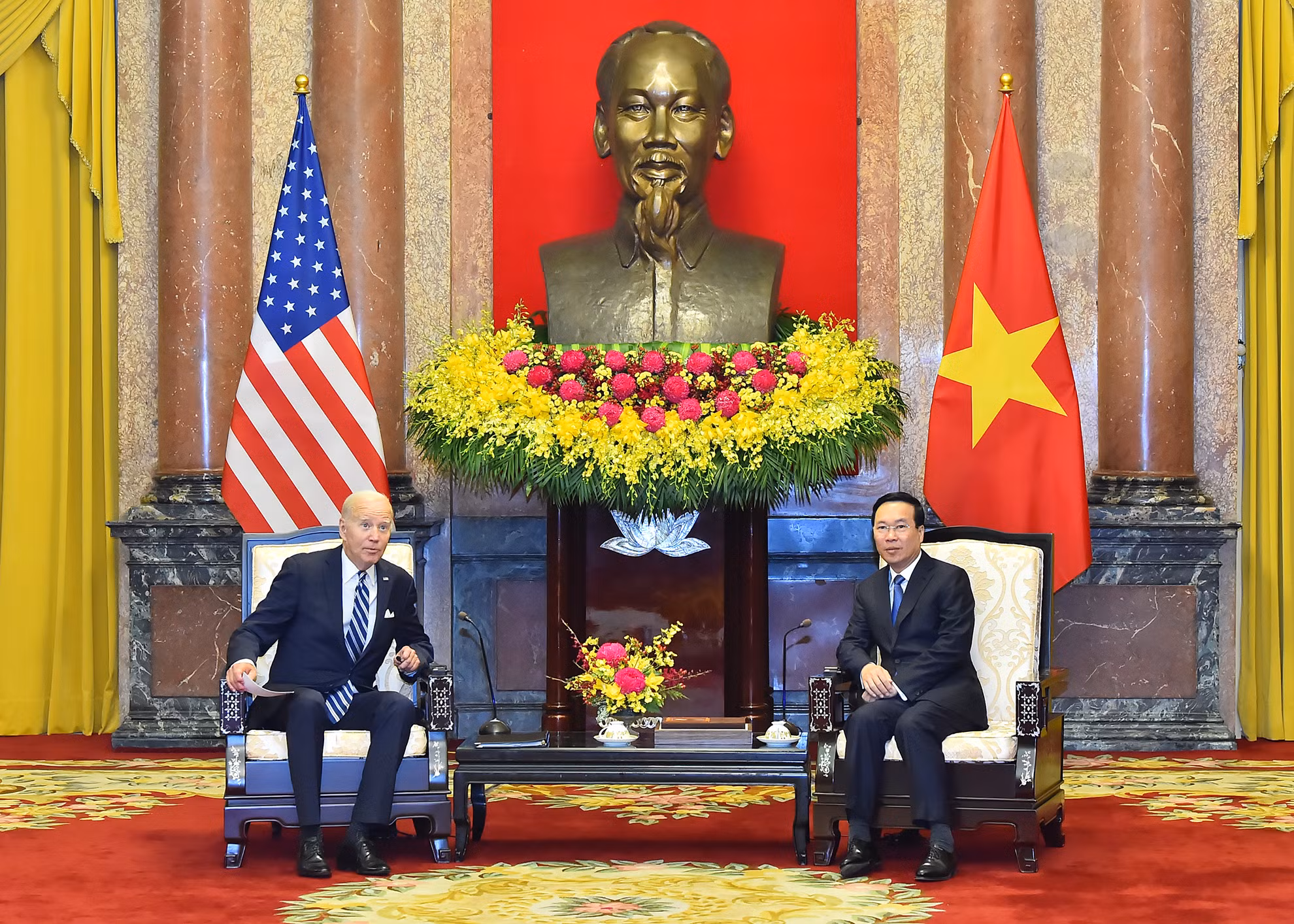 Chủ tịch nước Võ Văn Thưởng tiếp Tổng thống Hoa Kỳ Joe Biden.