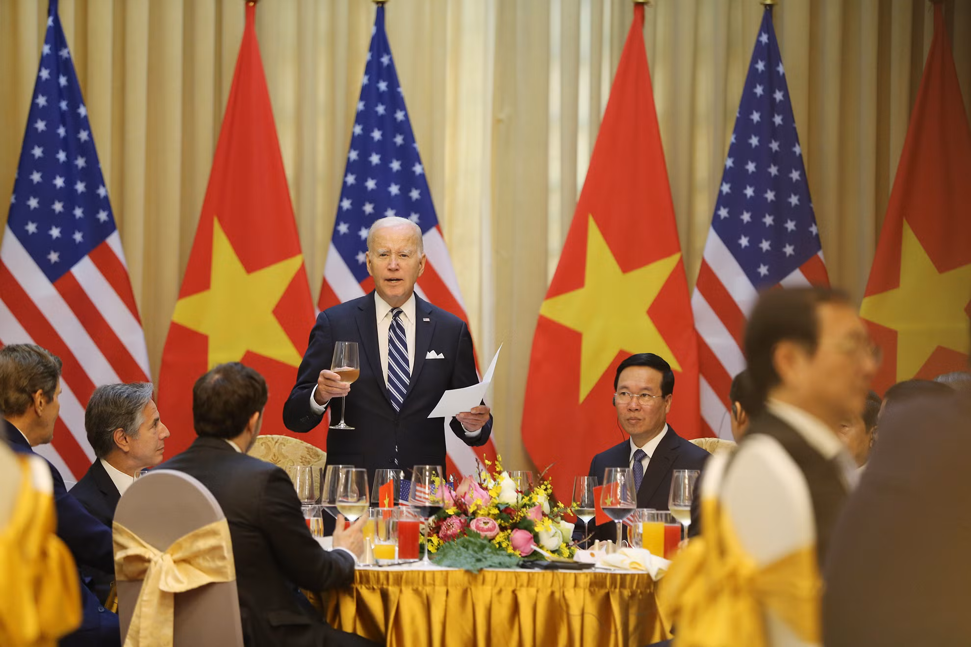 Tổng thống Hoa Kỳ Joe Biden phát biểu tại buổi chiêu đãi.