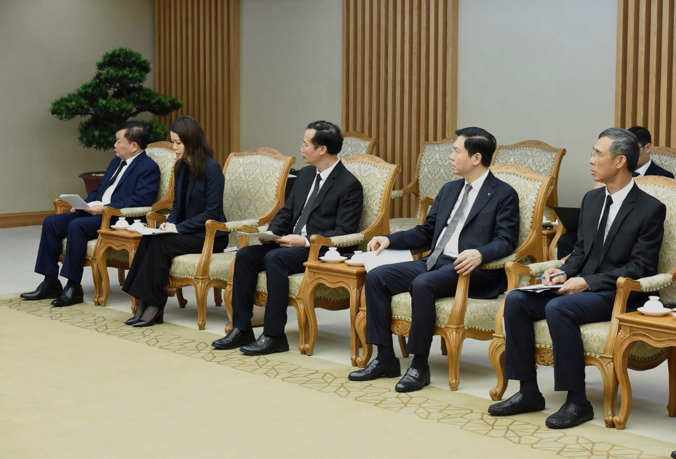 Đại diện lãnh đạo các bộ, ban ngành của Chính phủ Việt Nam cùng tham gia buổi tiếp với Thủ tướng Phạm Minh Chính. Đại diện lãnh đạo các bộ, ban ngành của Chính phủ Việt Nam cùng tham gia buổi tiếp với Thủ tướng Phạm Minh Chính.