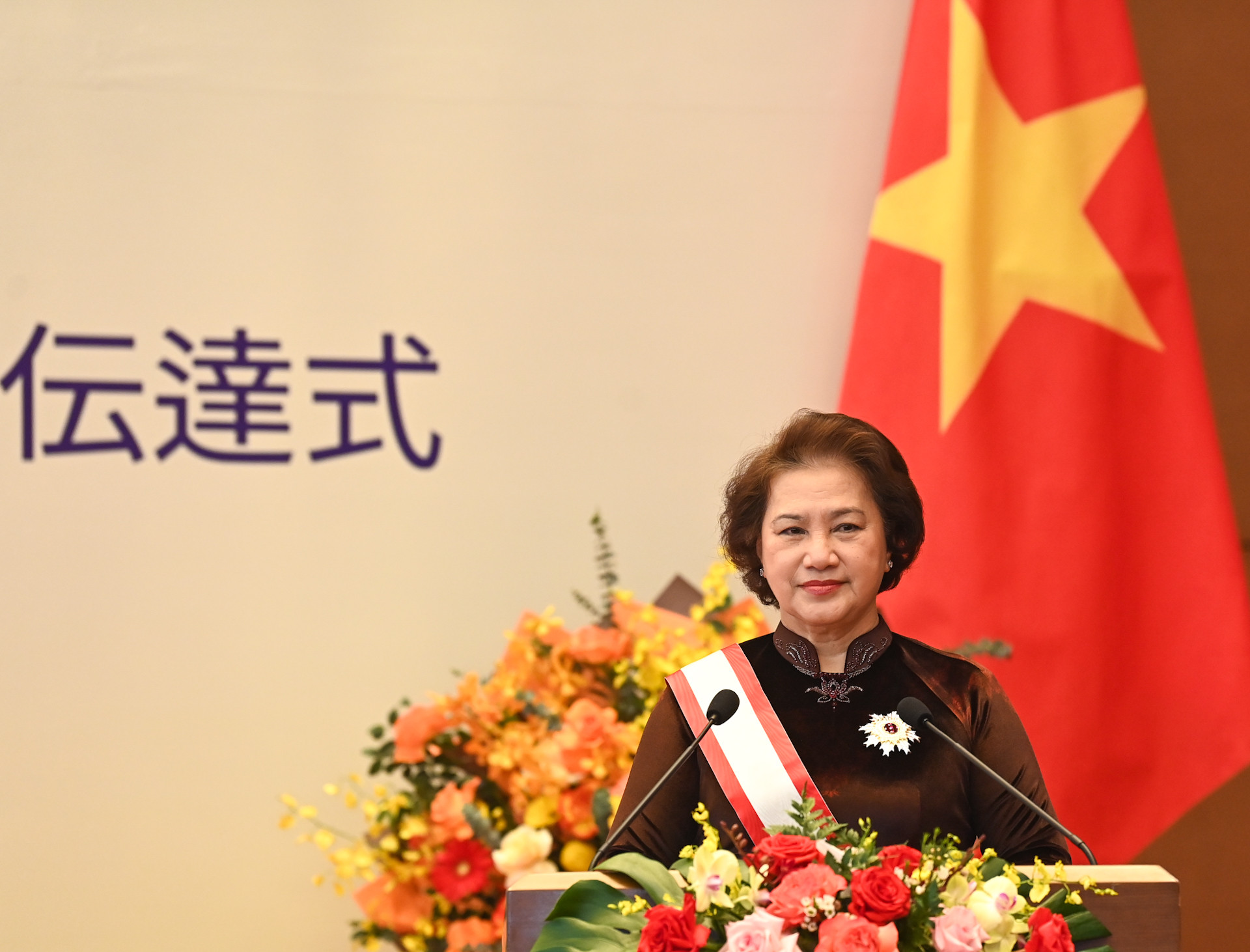 Nguyên Chủ tịch Quốc hội Nguyễn Thị Kim Ngân phát biểu tại buổi lễ.