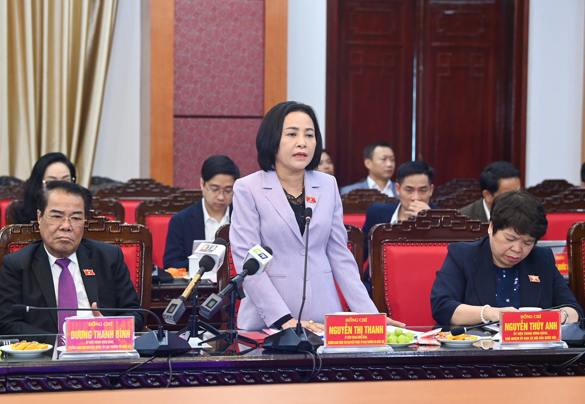 Trưởng ban Công tác đại biểu, Phó Trưởng ban Tổ chức Trung ương Nguyễn Thị Thanh phát biểu tại buổi làm việc.