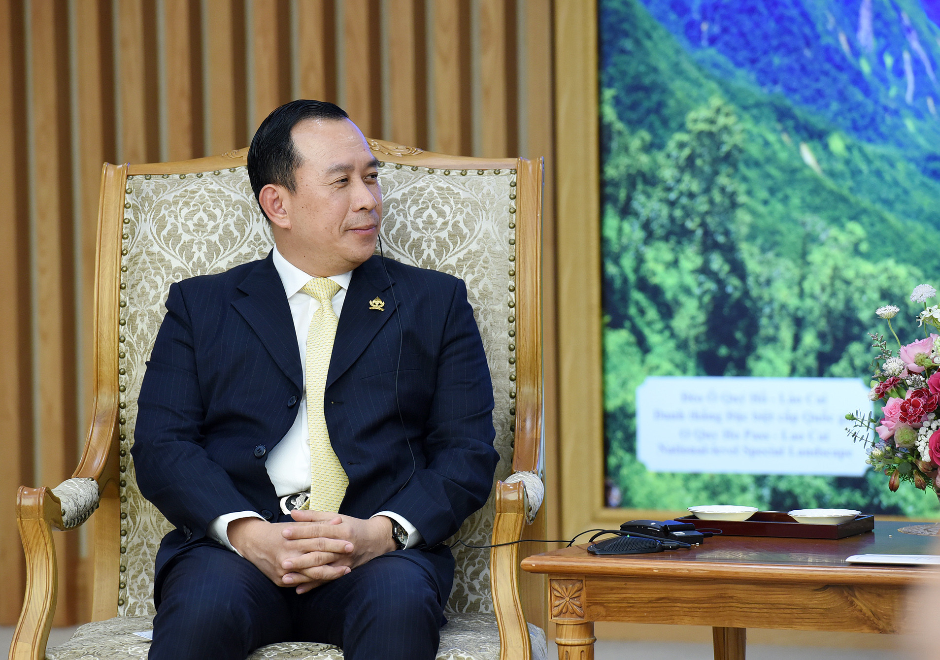 Bộ trưởng Thanh tra Campuchia Huot Hak phát biểu tại buổi tiếp.