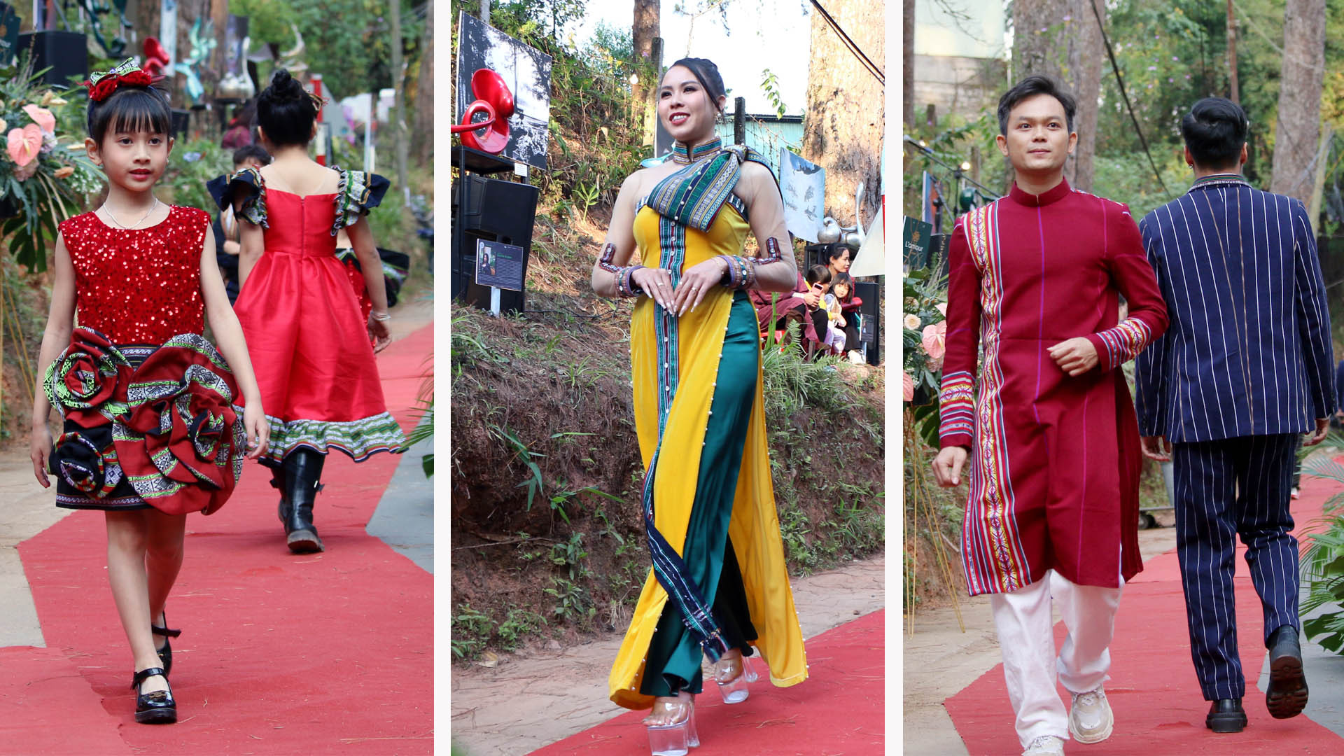 Qua bộ sưu tập Bơkau Lang Labiang, nhà sáng tạo thời trang gửi gắm thông điệp truyền tải nét đẹp mộc mạc của những chàng trai, cô gái miền sơn cước; với những sản phẩm thời trang công sở, dạo phố, dạ hội và thời trang trẻ em.