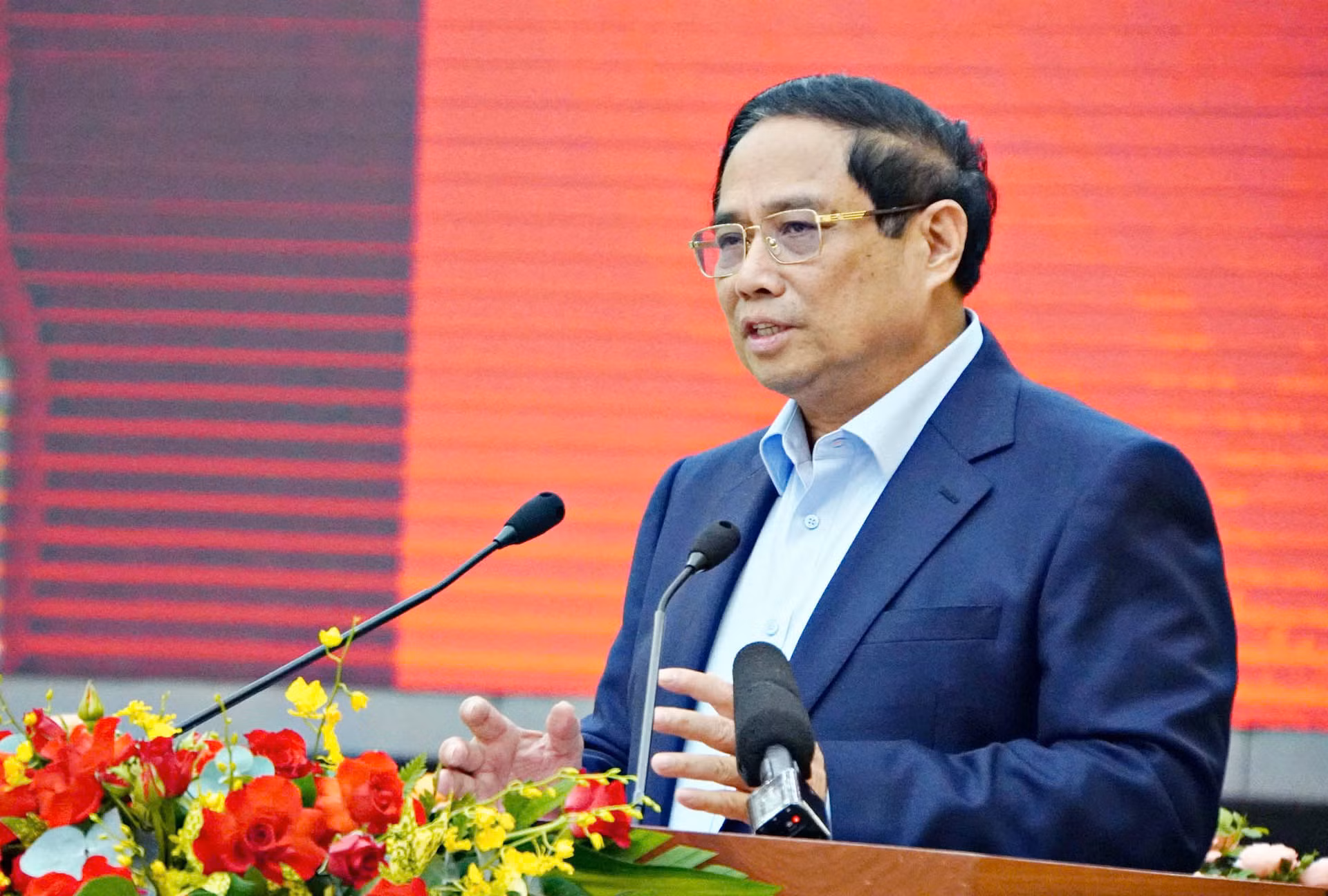 Thủ tướng Phạm Minh Chính phát biểu chỉ đạo tại Hội nghị bảo đảm an ninh, trật tự phục vụ phát triển kinh tế-xã hội các tỉnh Tây Nguyên sáng 25/8.