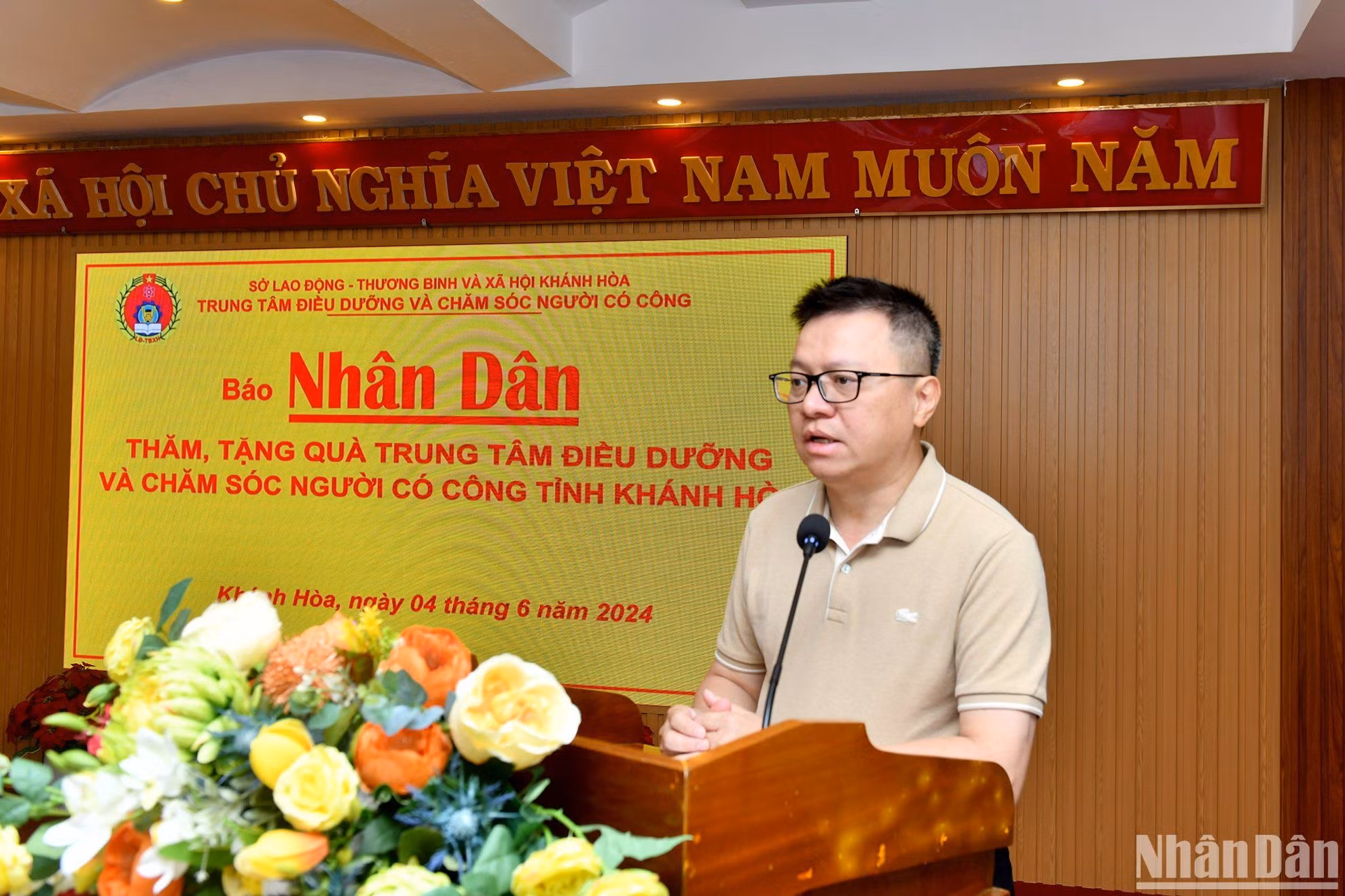 Tổng Biên tập Báo Nhân Dân Lê Quốc Minh phát biểu tại sự kiện.