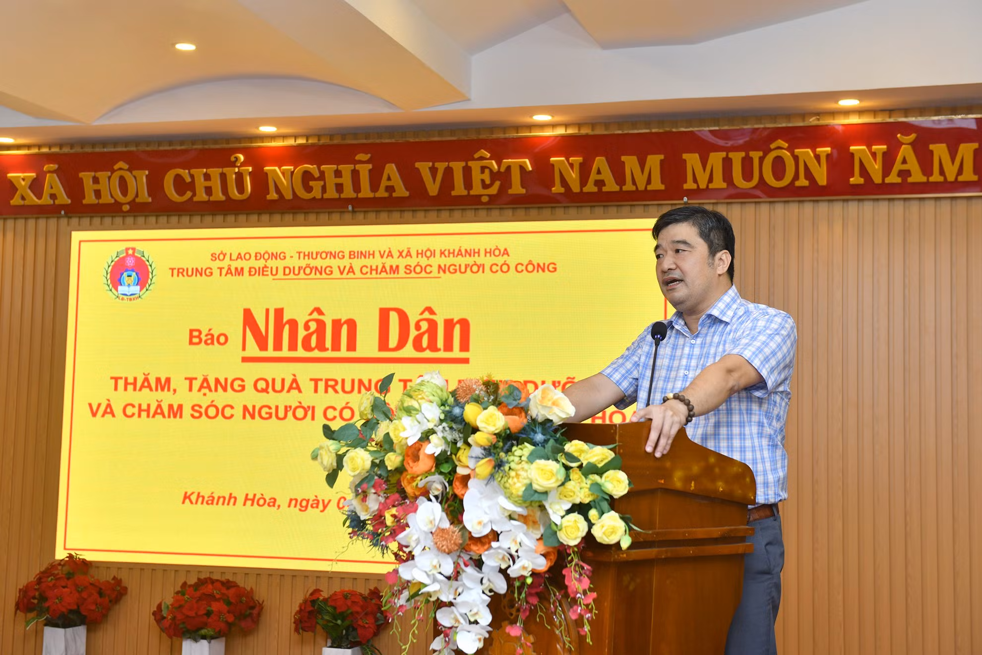 Đồng chí Tạ Hồng Quang, Tỉnh ủy viên, Giám đốc Sở Lao động-Thương binh và Xã hội tỉnh Khánh Hòa phát biểu tại sự kiện.