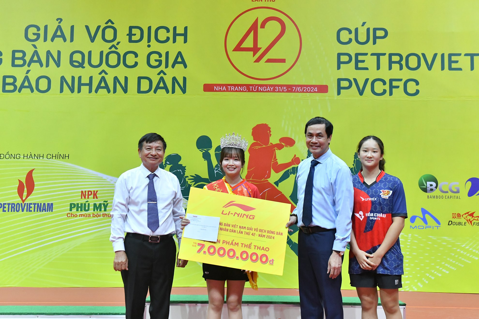 Võ Kim Thắm, đội Tây Ninh đã được Ban tổ chức bình chọn là Hoa khôi giải vô địch bóng bàn quốc gia báo Nhân Dân lần thứ 42 năm 2024.