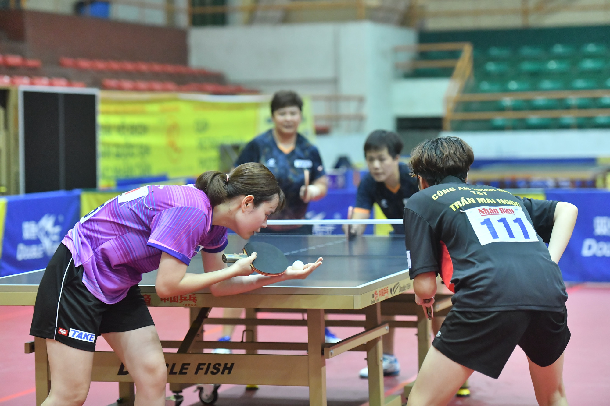 Chung kết đôi nữ là giữa Trần Mai Ngọc-Lê Thị Nga (Công an nhân dân -T&T ghép Hà Nội) đấu Mai Hoàng Mỹ Trang-Phan Hoàng Tường Giang (Thành phố Hồ Chí Minh).