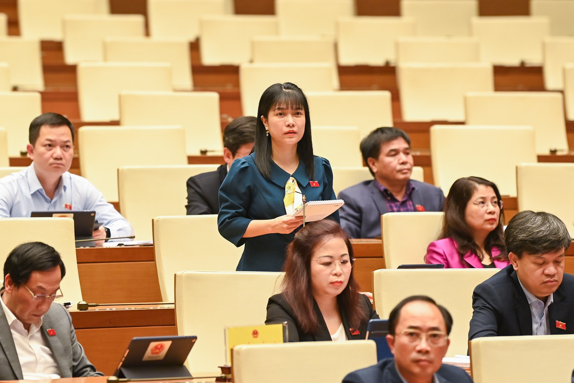 Đại biểu Quốc hội tỉnh Điện Biên Tạ Thị Yên phát biểu chất vấn.