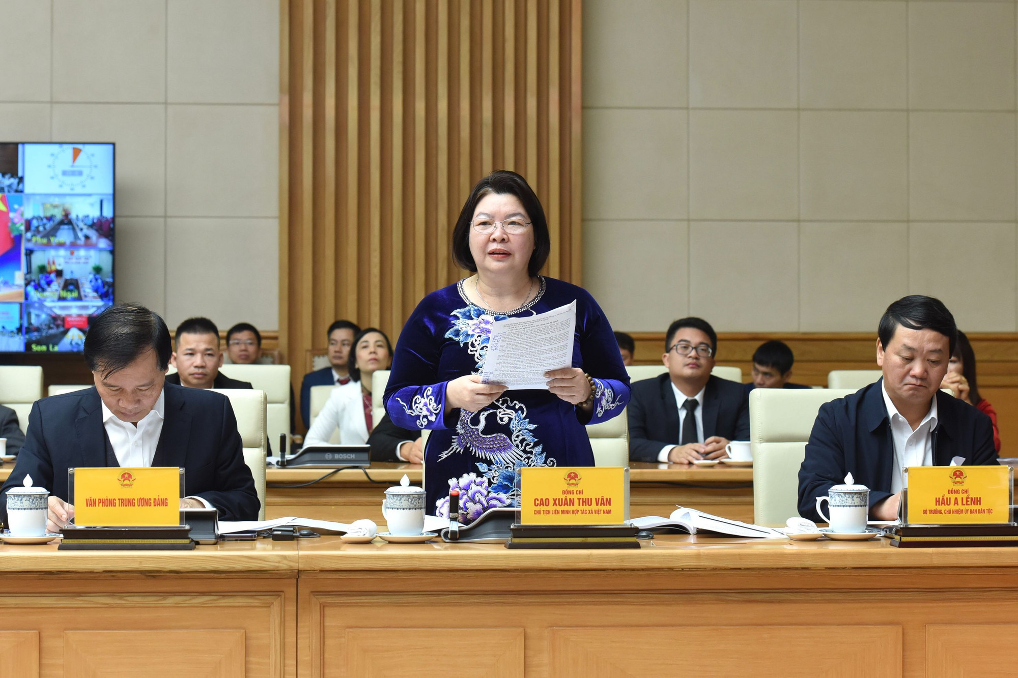 Chủ tịch Liên minh Hợp tác xã Việt Nam Cao Xuân Thu Vân phát biểu. Chủ tịch Liên minh Hợp tác xã Việt Nam Cao Xuân Thu Vân phát biểu.