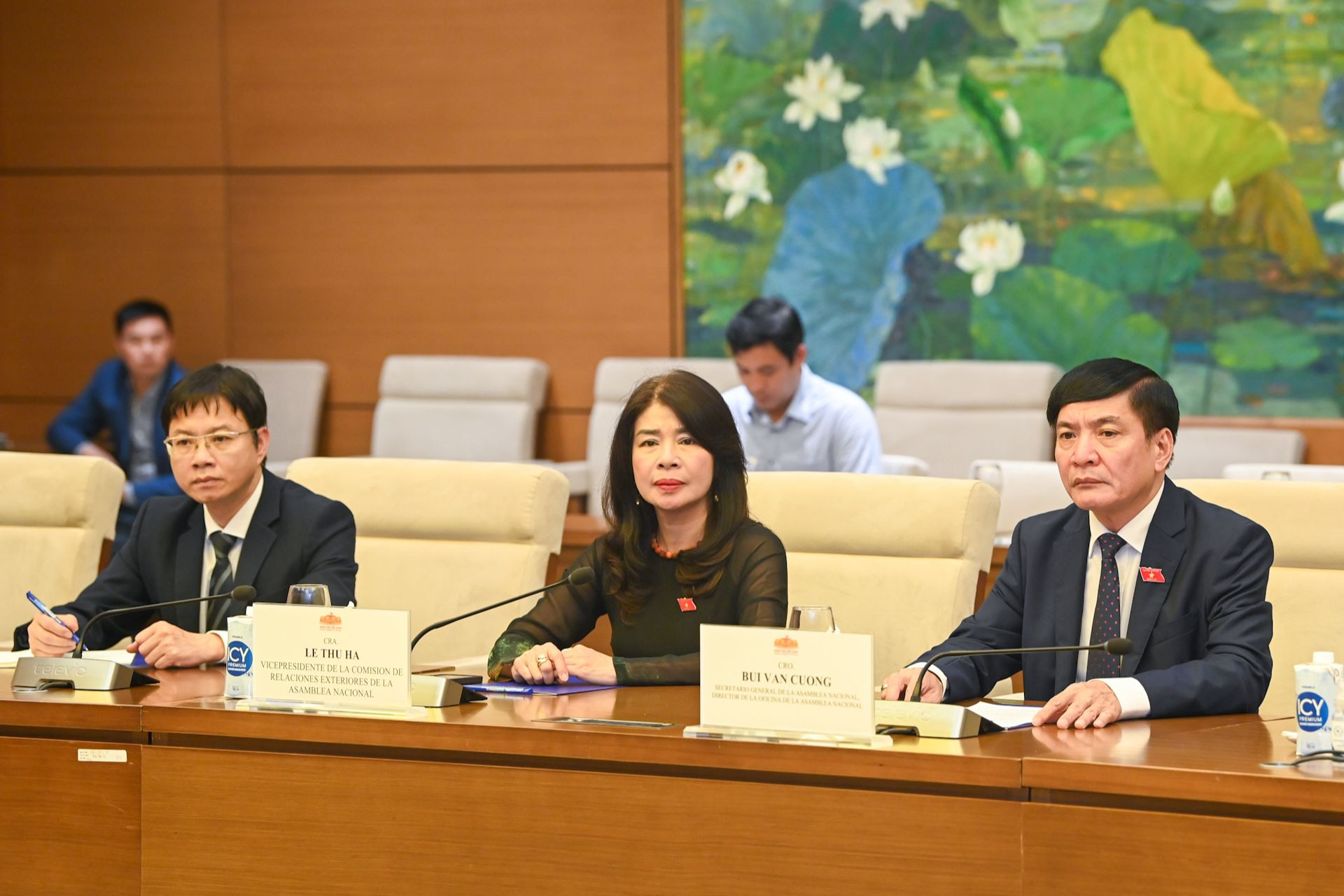 Tổng Thư ký, Chủ nhiệm Văn phòng Quốc hội Bùi Văn Cường và các đại biểu Việt Nam dự buổi tiếp.