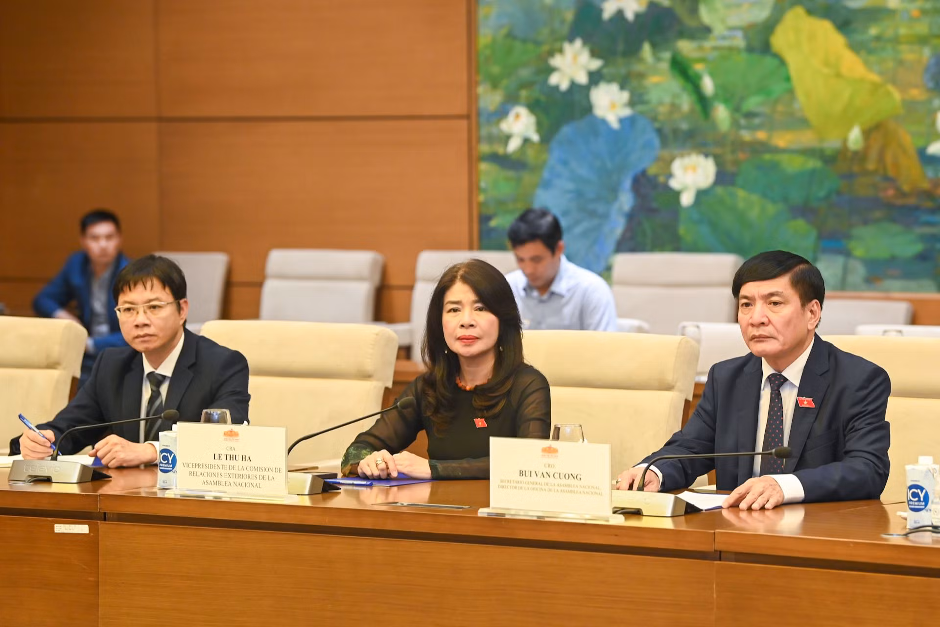 Tổng Thư ký, Chủ nhiệm Văn phòng Quốc hội Bùi Văn Cường và các đại biểu Việt Nam dự buổi tiếp.
