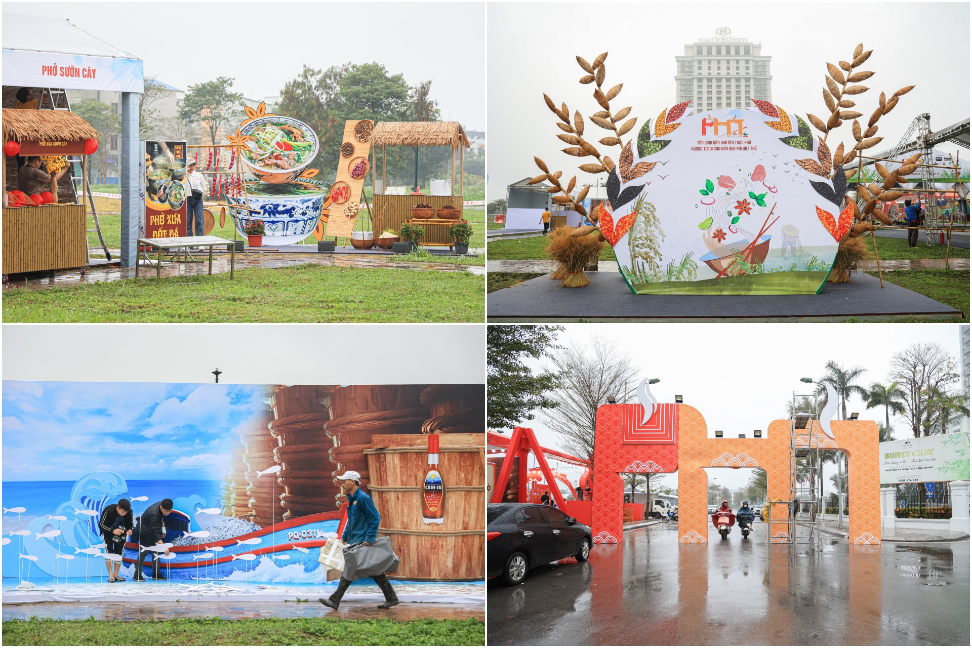 Các khu vực photobooth tại không gian sự kiện đang được lắp đặt.