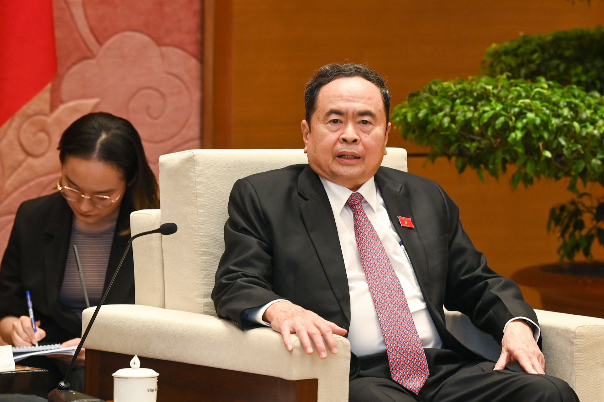 Chủ tịch Quốc hội Trần Thanh Mẫn phát biểu tại buổi tiếp.