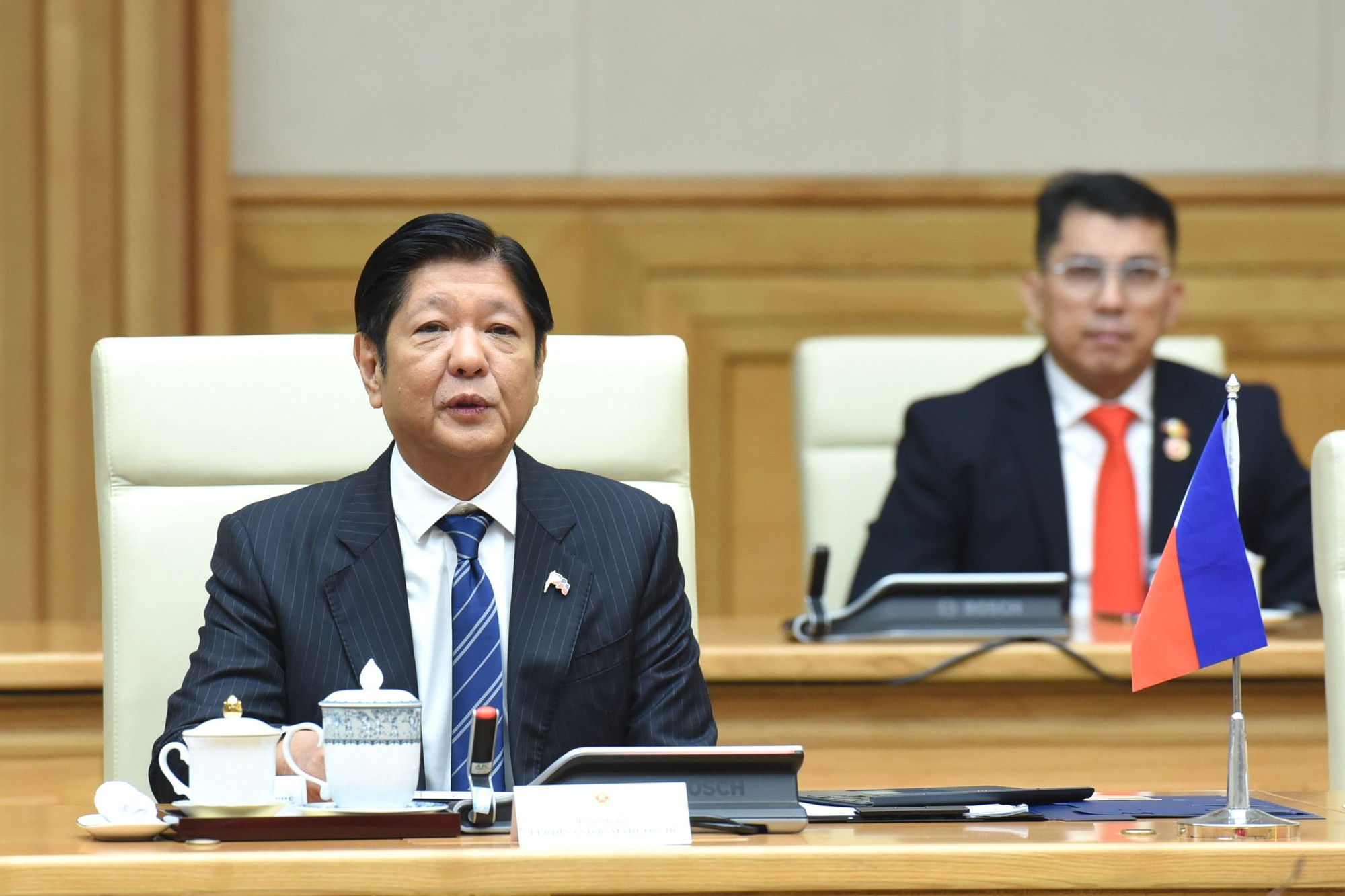 Tổng thống Philippines Ferdinand Romualdez Marcos Jr. phát biểu tại buổi hội kiến.