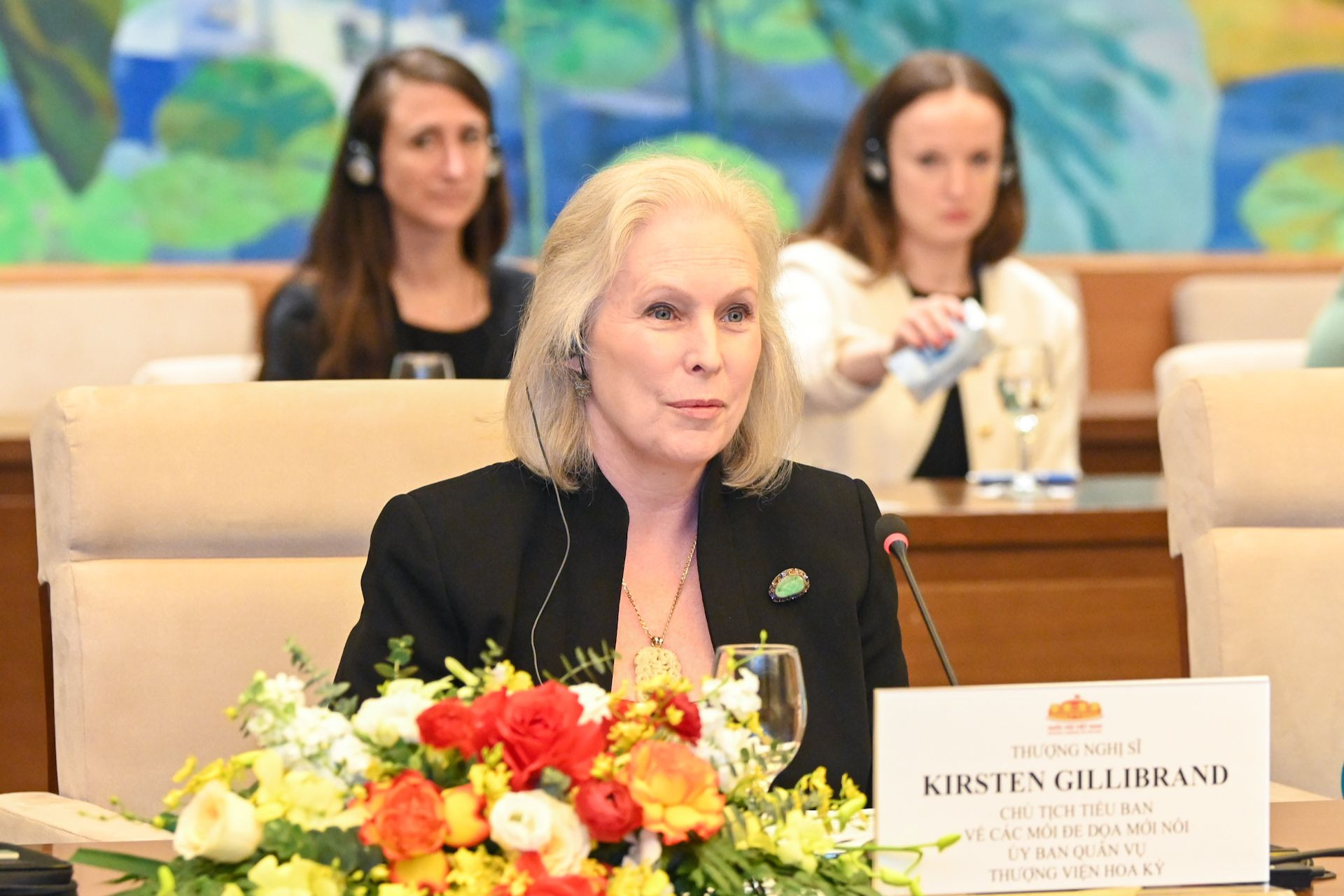 Thượng Nghị sĩ Kirsten Gillibrand phát biểu tại buổi tiếp.