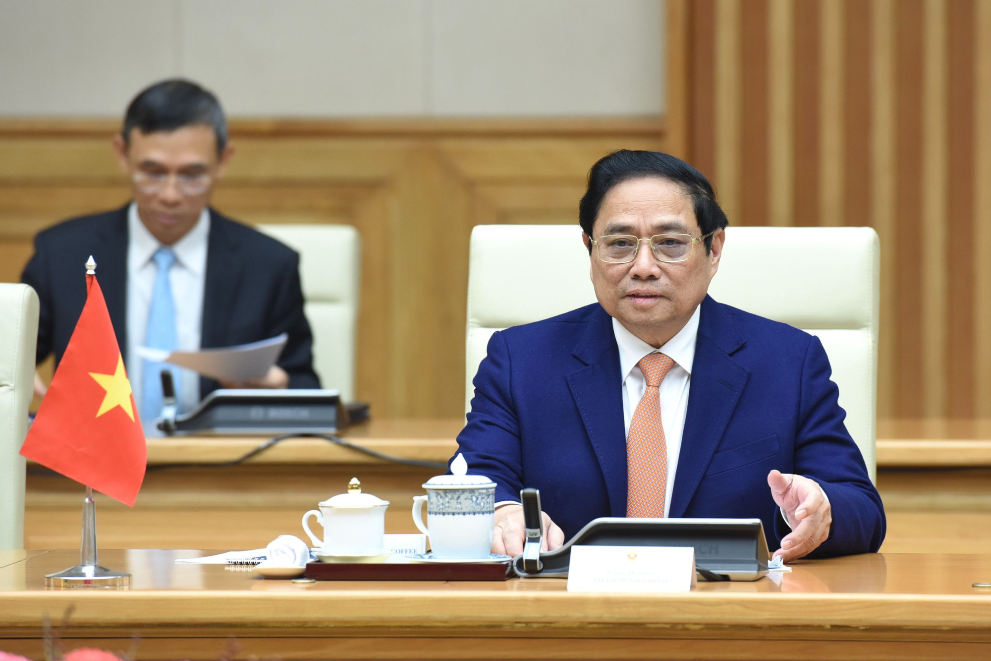 Thủ tướng Phạm Minh Chính phát biểu tại buổi hội kiến với Tổng thống Philippines Ferdinand Romualdez Marcos Jr.