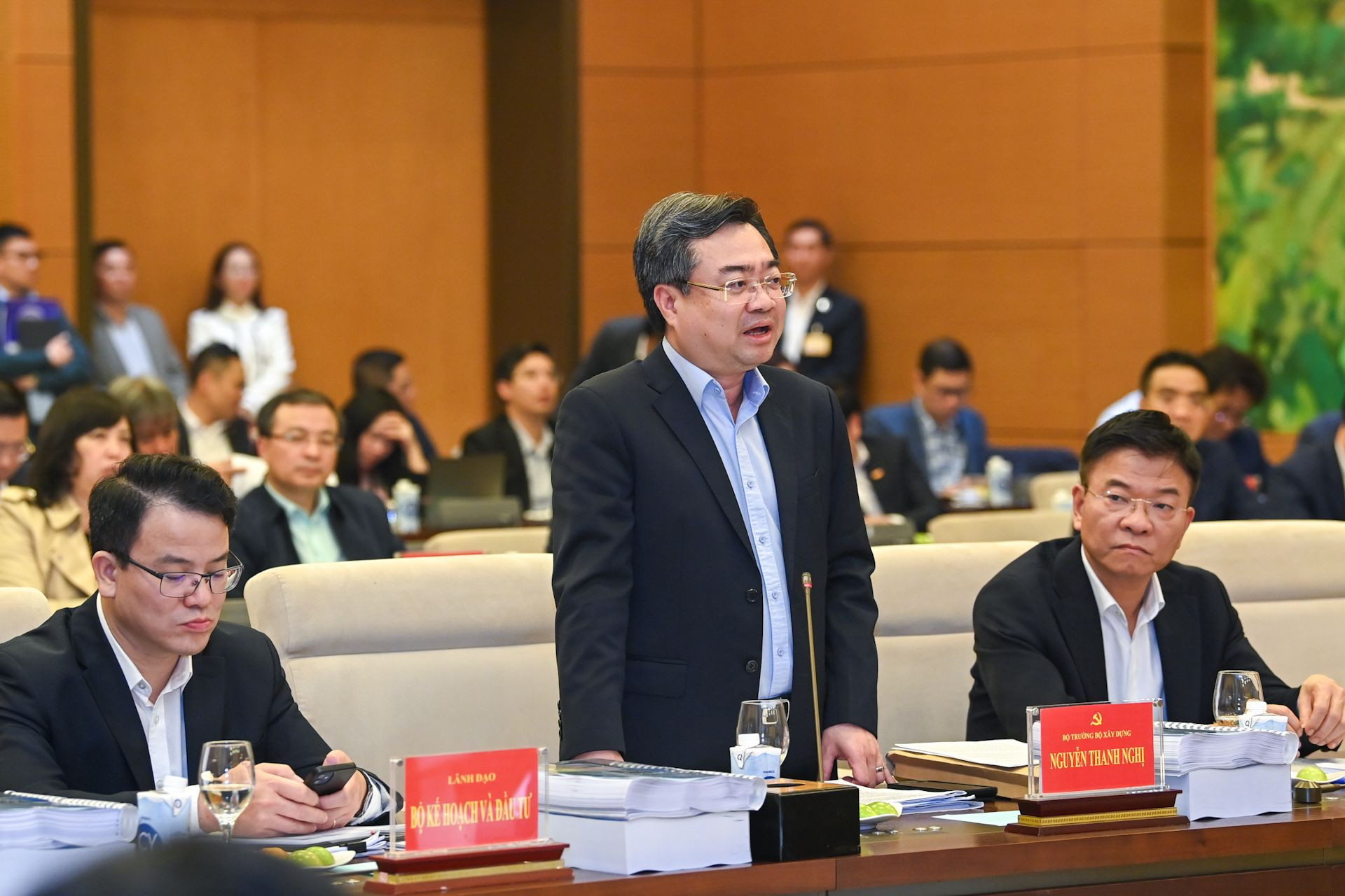 Bộ trưởng Xây dựng Nguyễn Thanh Nghị phát biểu tại cuộc làm việc.