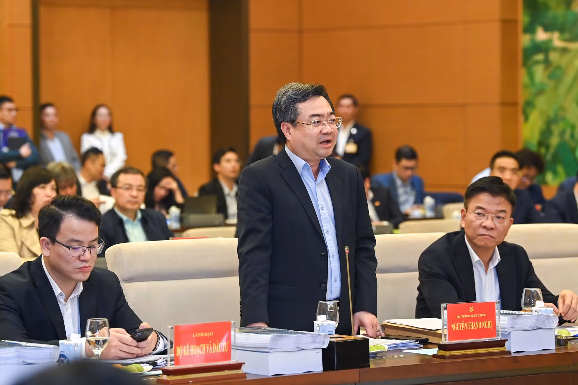 Bộ trưởng Xây dựng Nguyễn Thanh Nghị phát biểu tại cuộc làm việc.