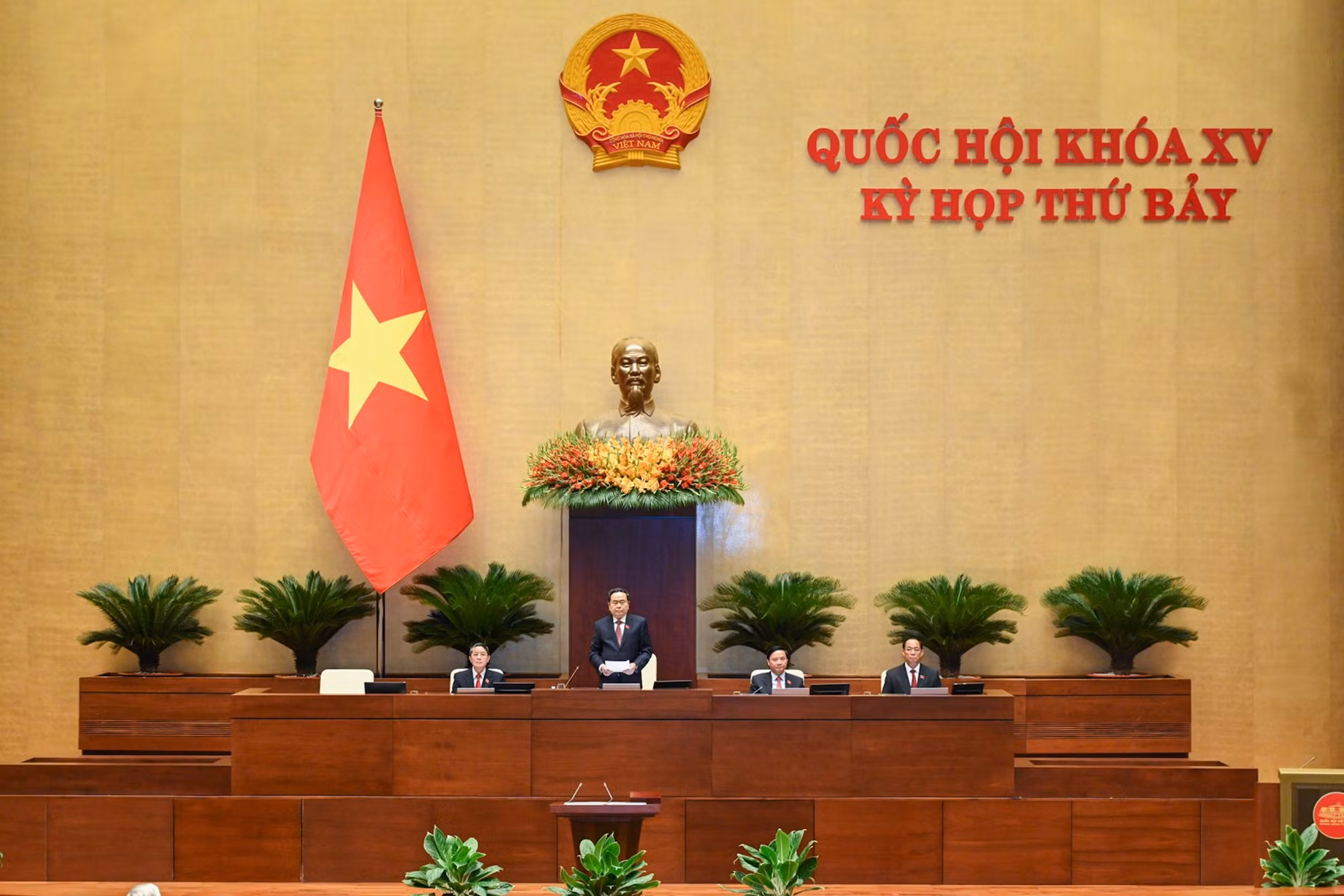 Chủ tịch Quốc hội Trần Thanh Mẫn điều hành Lễ tuyên thệ nhậm chức của Chủ tịch nước Tô Lâm.