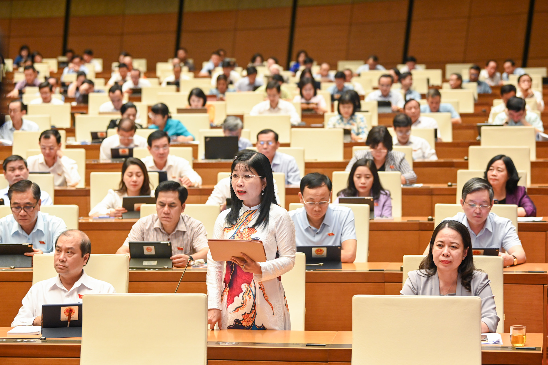 Đại biểu Trần Thị Thanh Hương (Đoàn đại biểu Quốc hội tỉnh An Giang) tham gia ý kiến thảo luận.