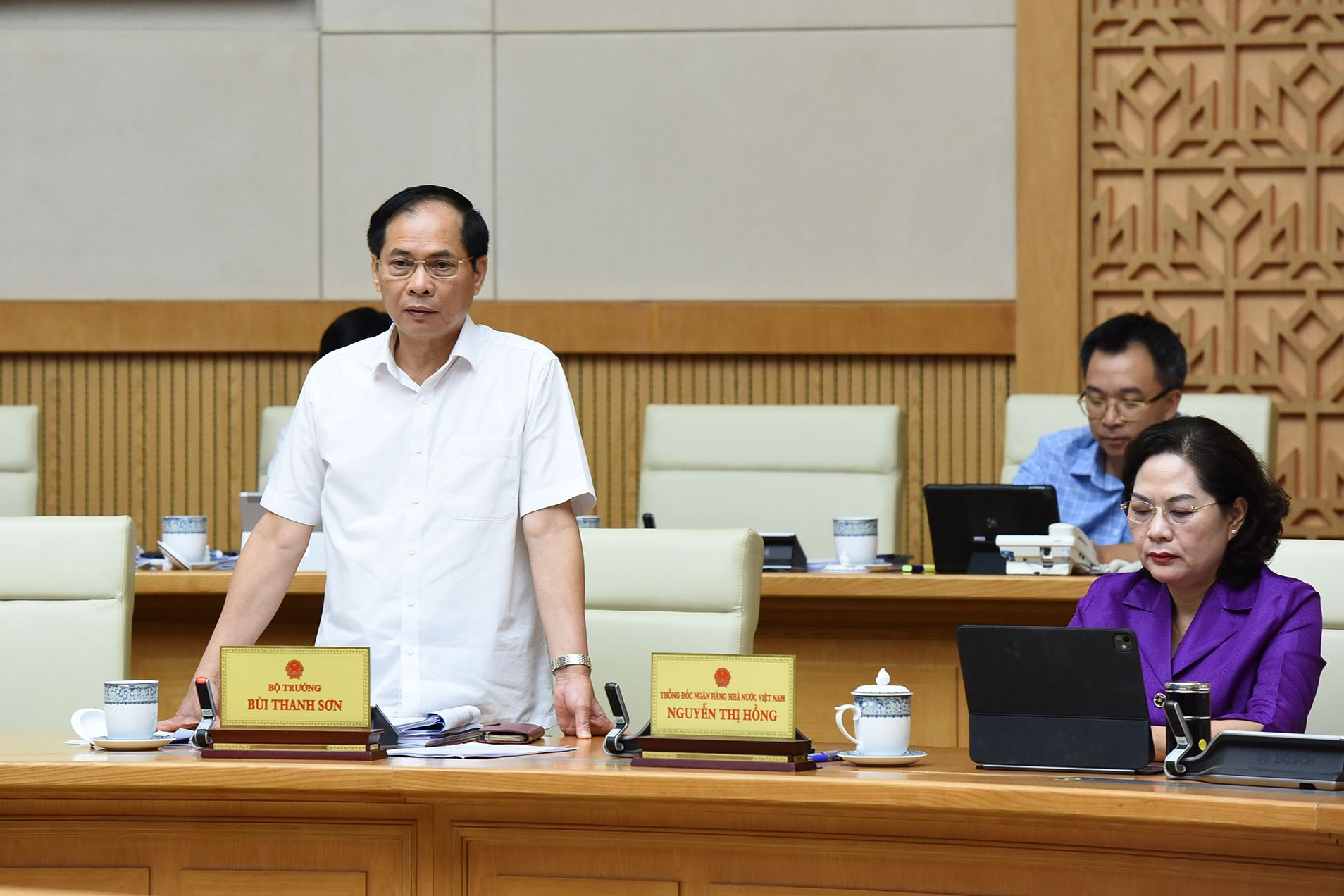 Bộ trưởng Ngoại giao Bùi Thanh Sơn phát biểu tại phiên họp.