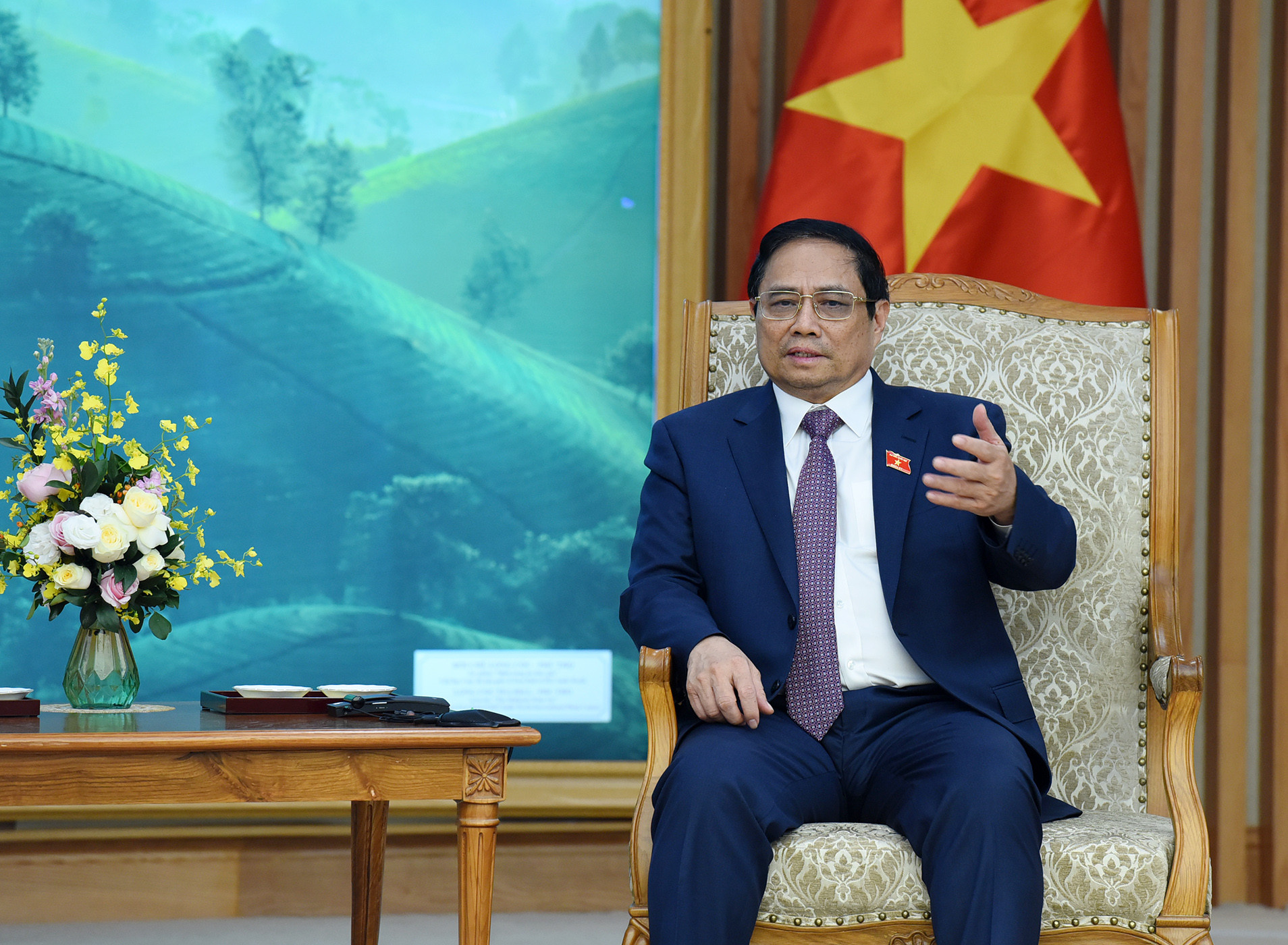 Thủ tướng Phạm Minh Chính phát biểu tại buổi tiếp.