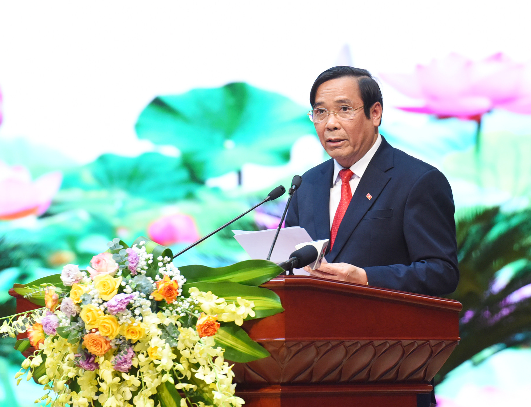 Chủ tịch Hội Người cao tuổi Việt Nam Nguyễn Thanh Bình phát biểu.