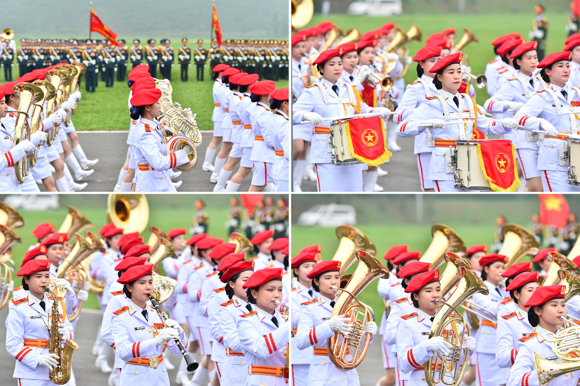 Nét duyên dáng, xinh đẹp của những nữ chiến sĩ Khối Quân nhạc Việt Nam.