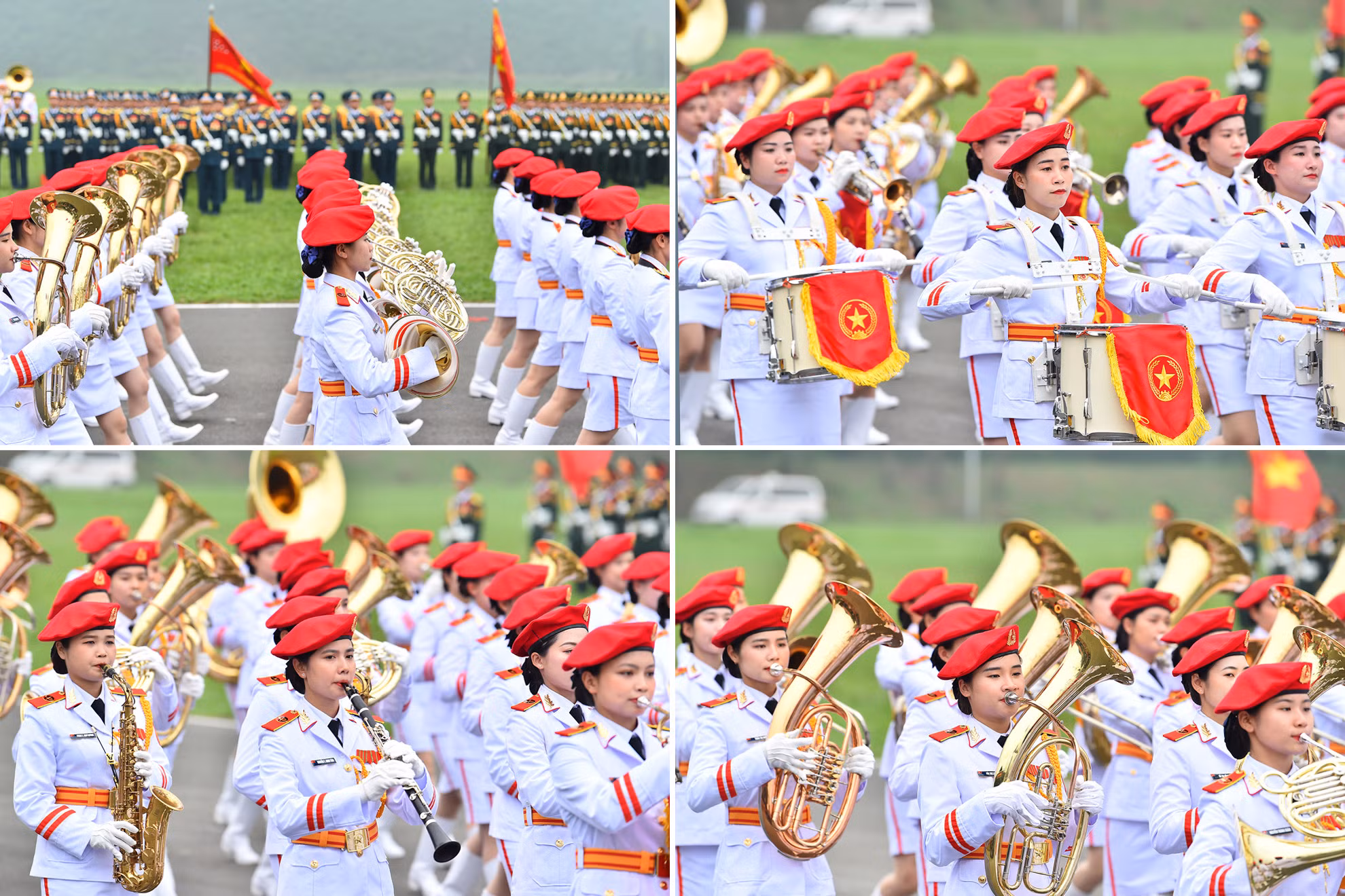 Nét duyên dáng, xinh đẹp của những nữ chiến sĩ Khối Quân nhạc Việt Nam.