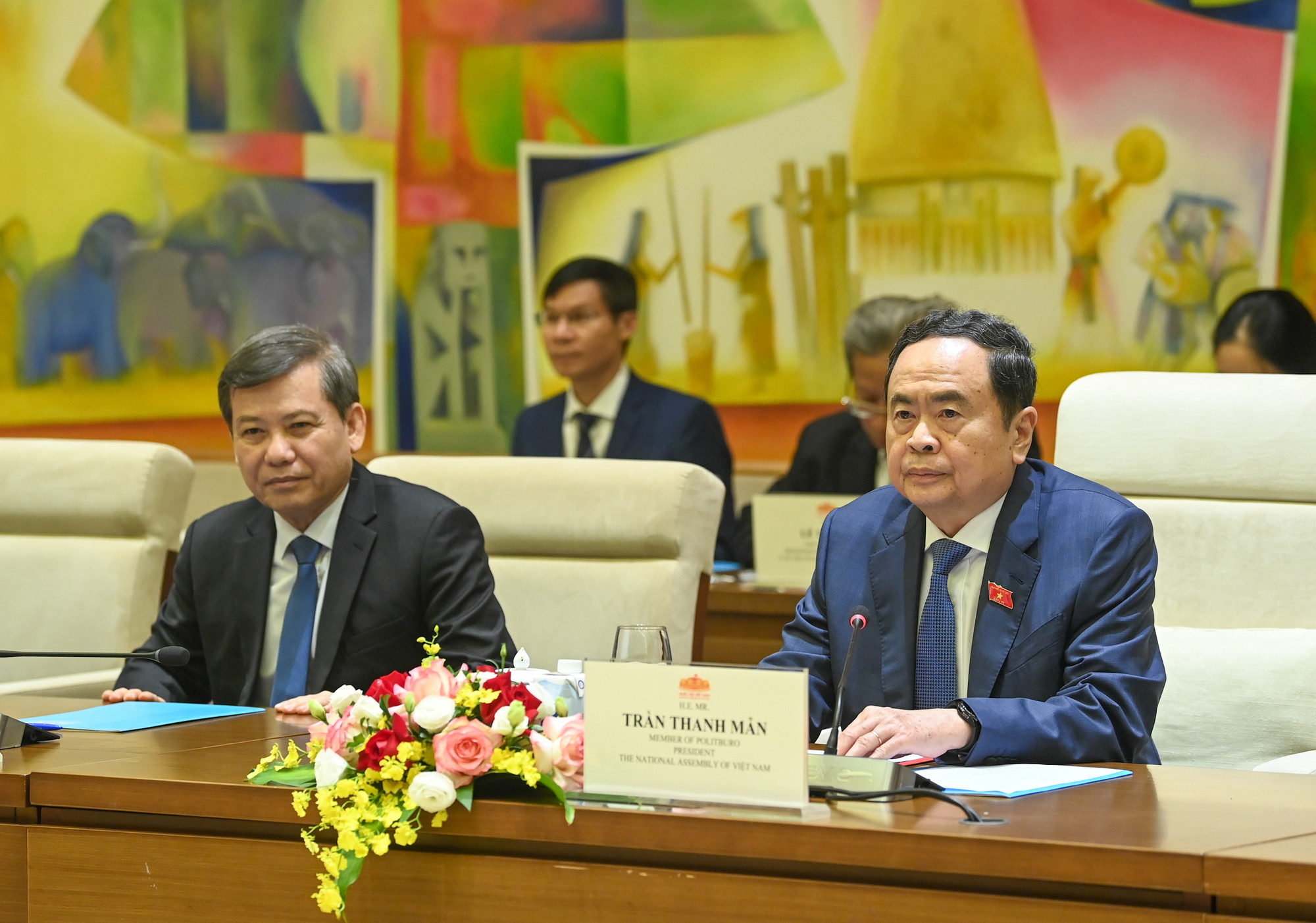 Chủ tịch Quốc hội Trần Thanh Mẫn phát biểu tại cuộc tiếp.