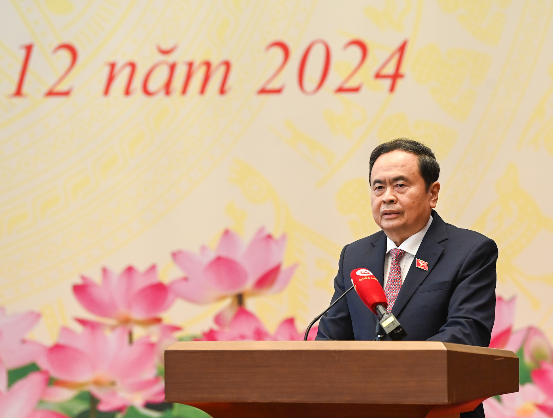 Chủ tịch Quốc hội Trần Thanh Mẫn phát biểu tại buổi gặp mặt.