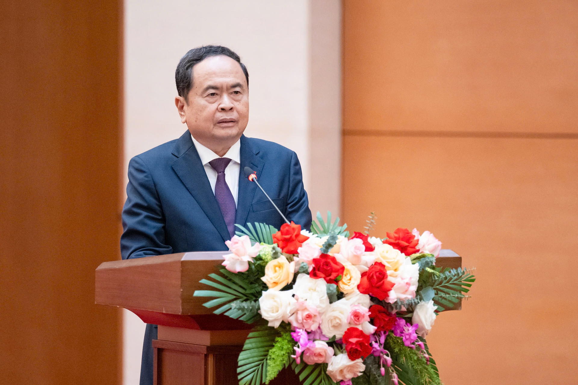 Chủ tịch Quốc hội Trần Thanh Mẫn phát biểu tại cuộc gặp mặt.