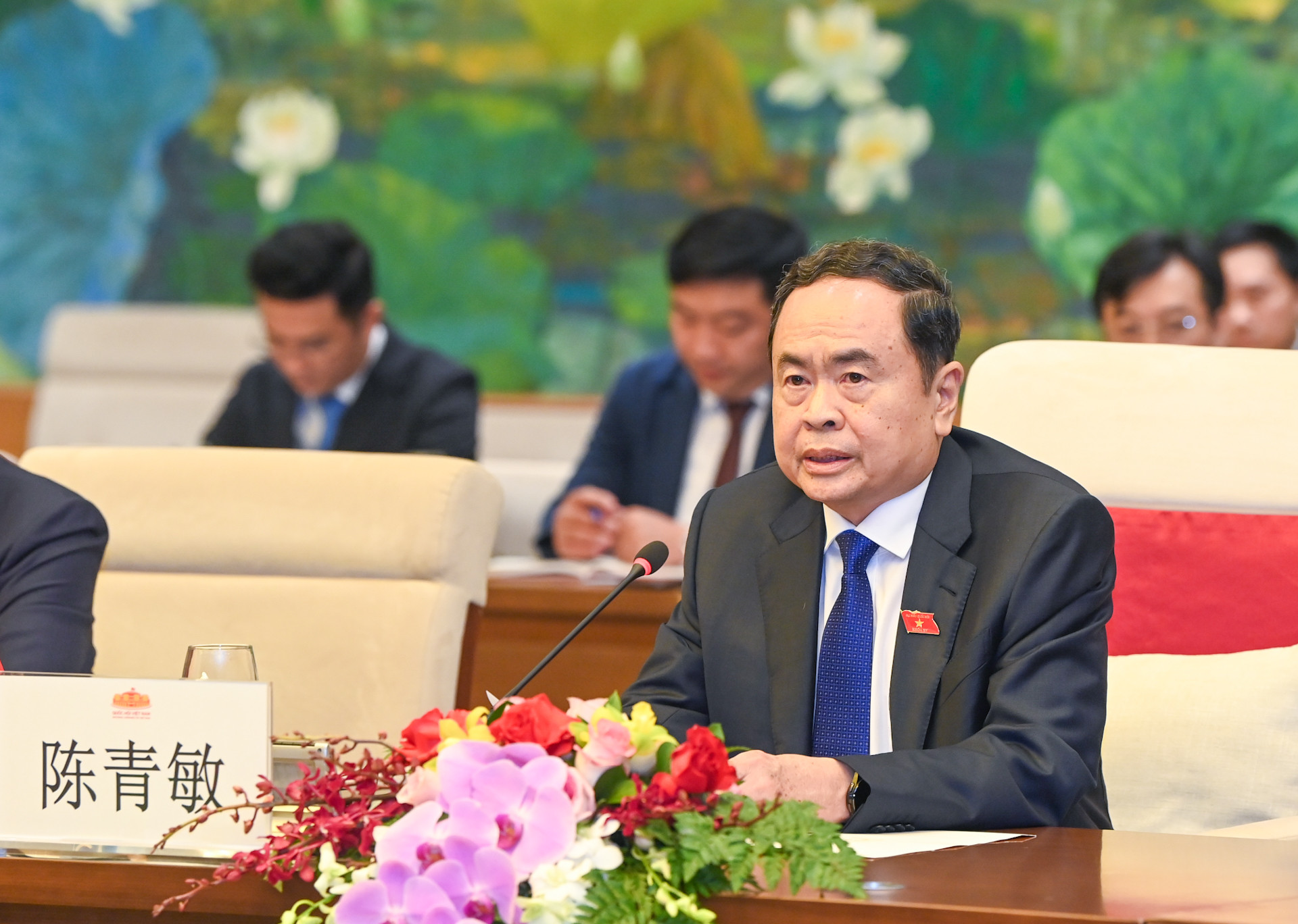 Chủ tịch Quốc hội Trần Thanh Mẫn phát biểu tại hội kiến.