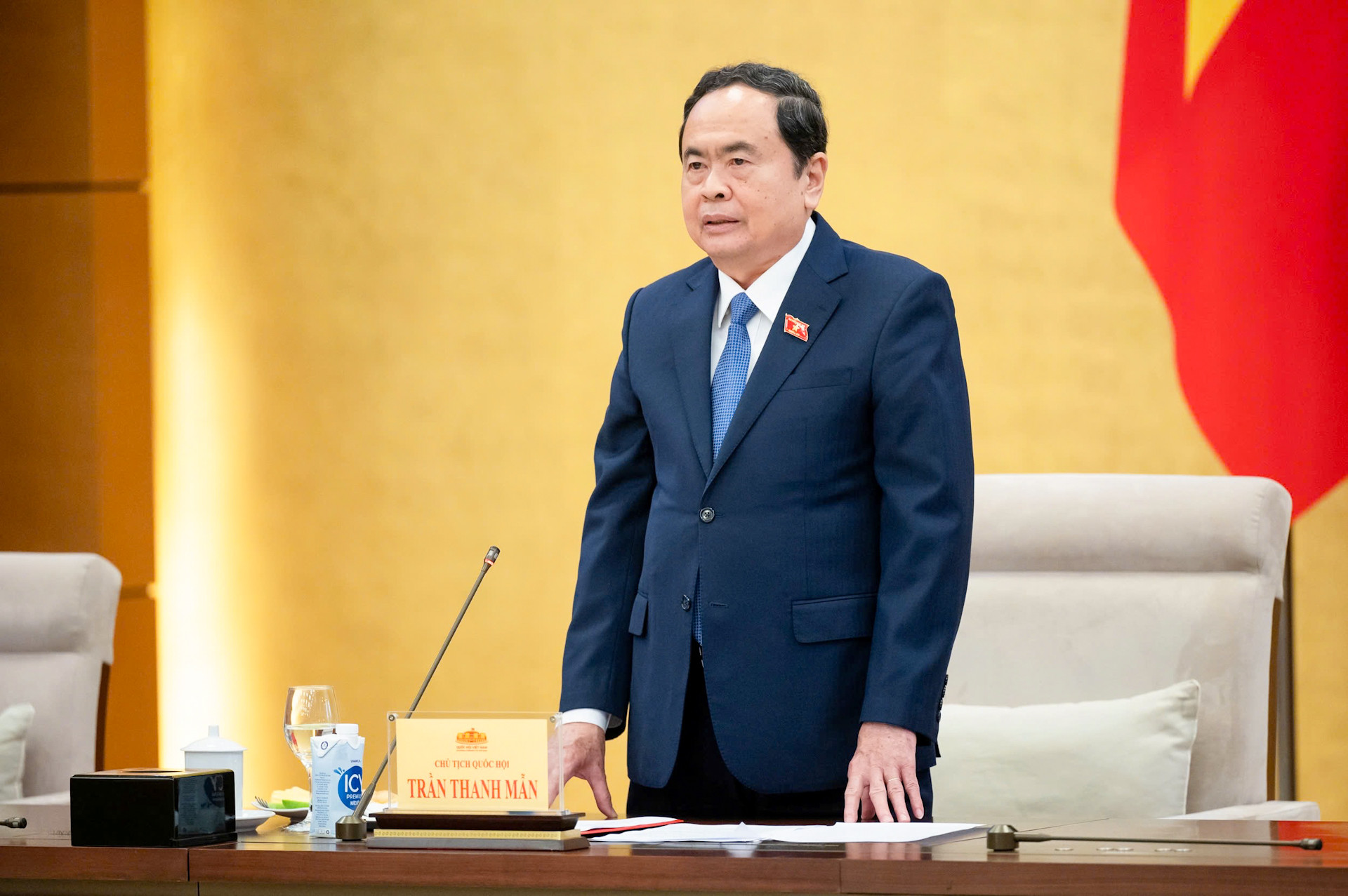 Chủ tịch Quốc hội Trần Thanh Mẫn phát biểu tại cuộc gặp.