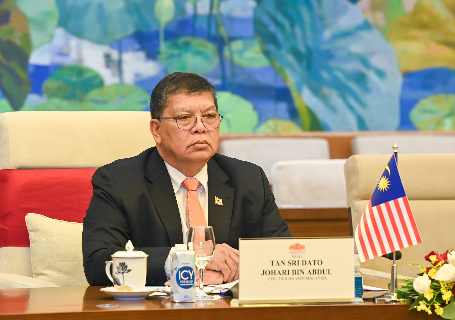 Chủ tịch Hạ viện Malaysia Tan Sri Dato’ Johari Bin Abdul phát biểu tại hội đàm.