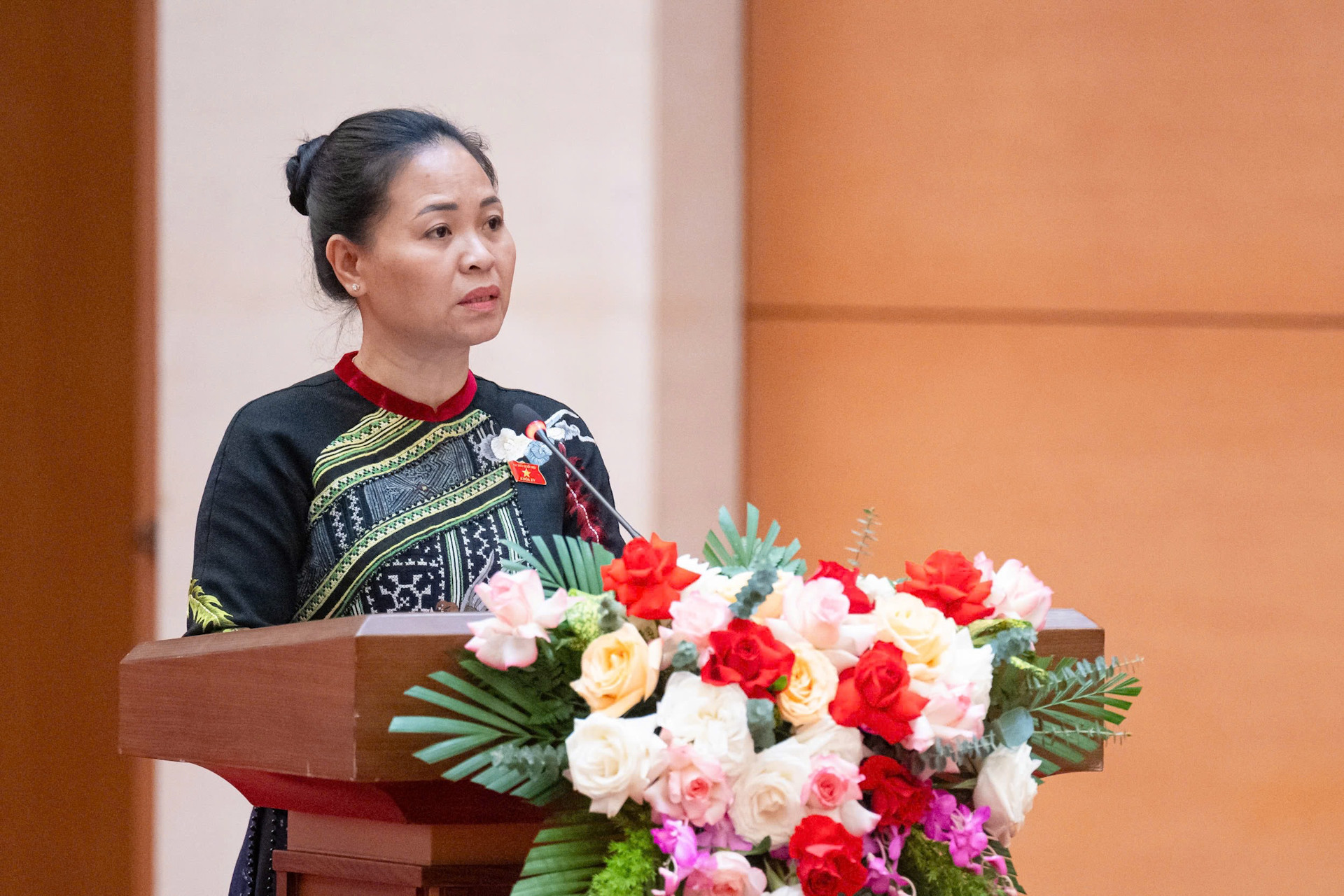 Đại biểu Quốc hội Nguyễn Thị Thu Dung phát biểu tại cuộc gặp mặt.