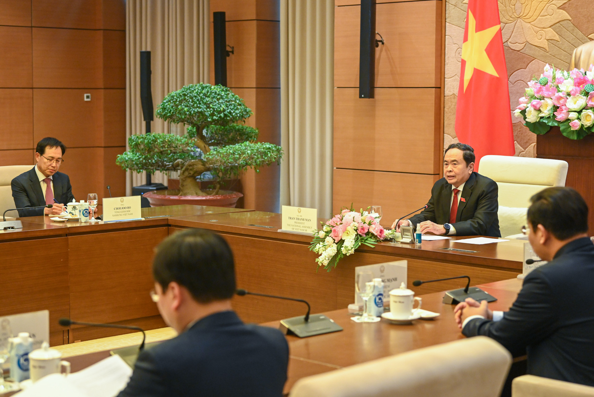 Chủ tịch Quốc hội Trần Thanh Mẫn phát biểu tại buổi tiếp.