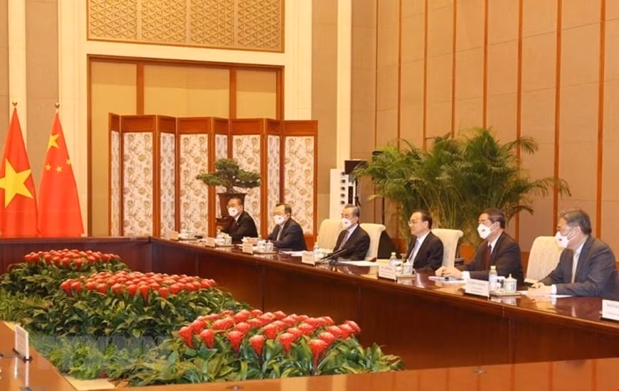 Thủ tướng Trung Quốc Lý Khắc Cường tại buổi hội kiến Tổng Bí thư Nguyễn Phú Trọng. (Ảnh: Trí Dũng/TTXVN)