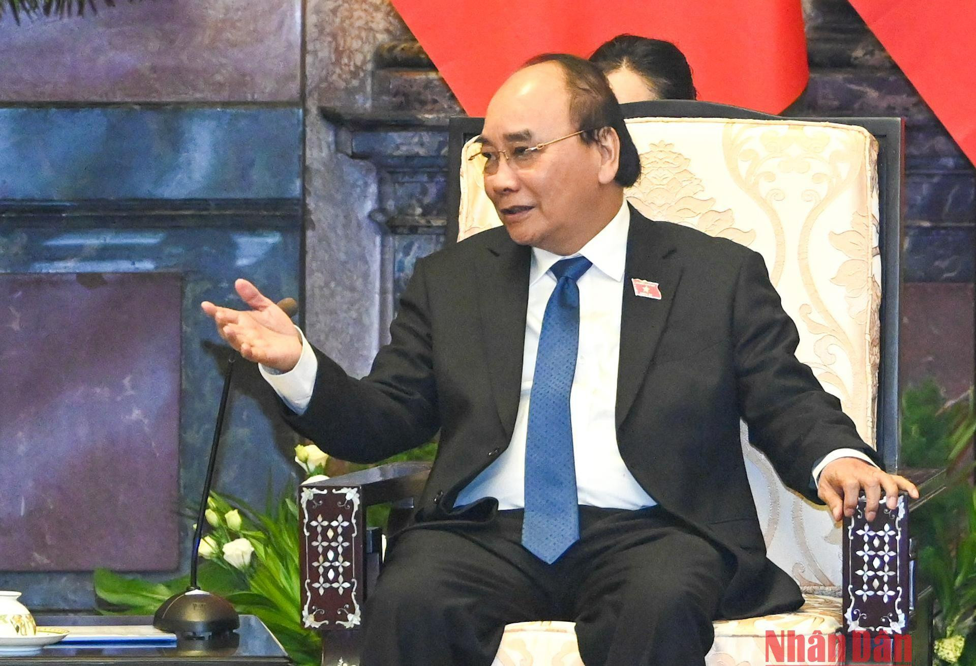 Chủ tịch nước Nguyễn Xuân Phúc phát biểu tại buổi tiếp.