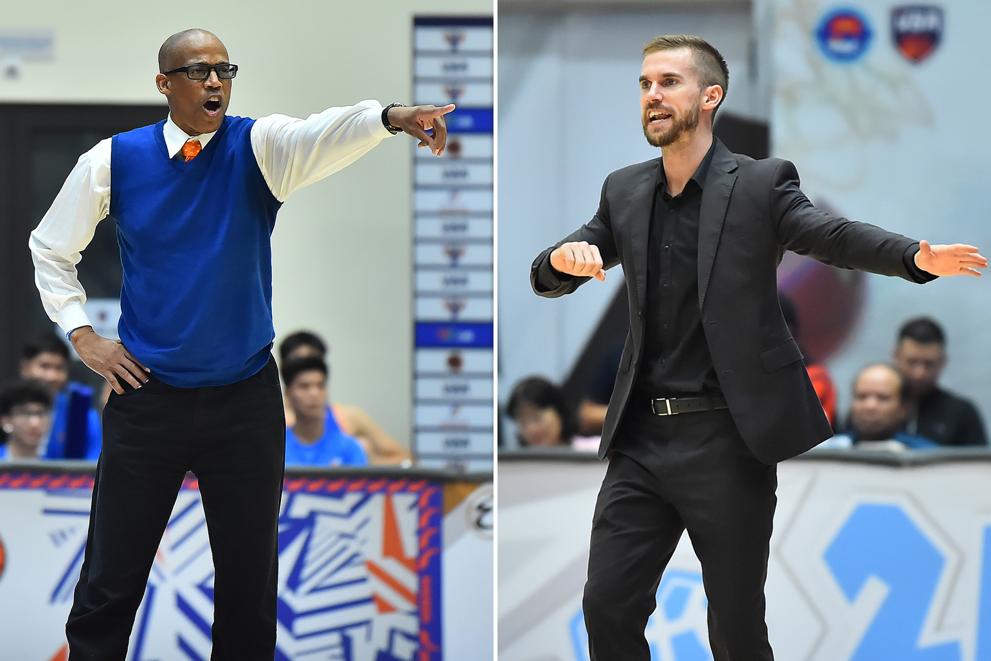 Huấn luyện viên Erik Rashad (Hanoi Buffaloes) và Matt Van Pelt liên tục có những chỉ đạo quyết liệt tới các học trò trong từng pha bóng trên sân.