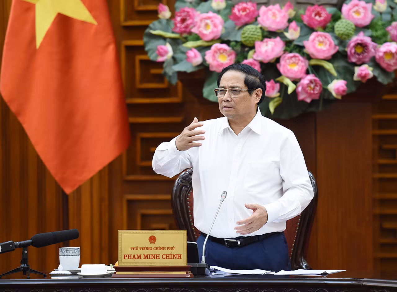 Thủ tướng Phạm Minh Chính phát biểu tại cuộc họp của Thường trực Chính phủ về báo cáo đề xuất xây dựng luật sửa đổi, bổ sung 7 luật thuộc lĩnh vực quản lý của Bộ Tài chính.