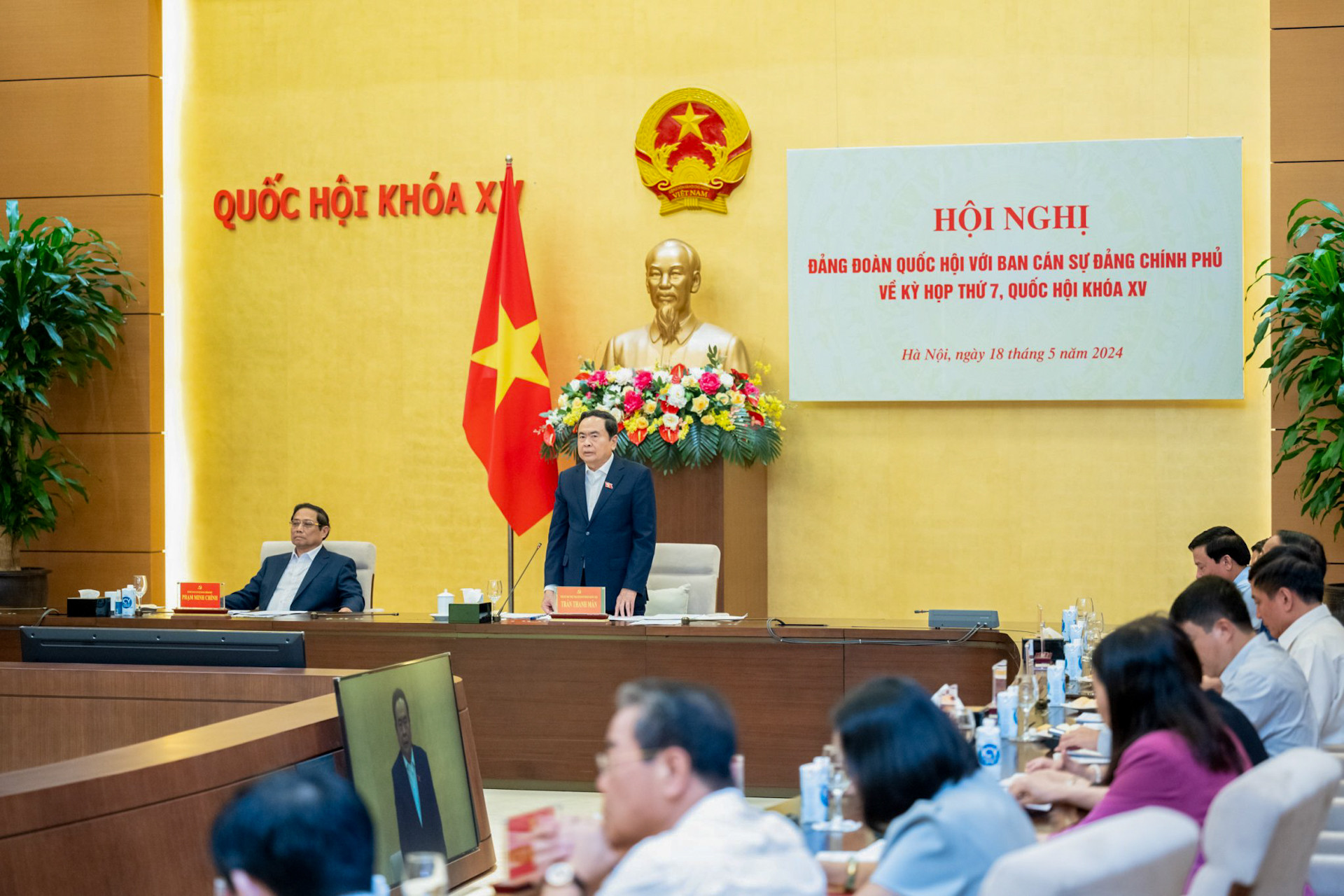 Phó Chủ tịch Thường trực Quốc hội Trần Thanh Mẫn phát biểu tại hội nghị.