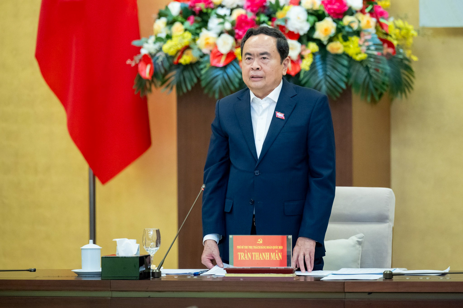 Phó Chủ tịch Thường trực Quốc hội Trần Thanh Mẫn phát biểu tại hội nghị.