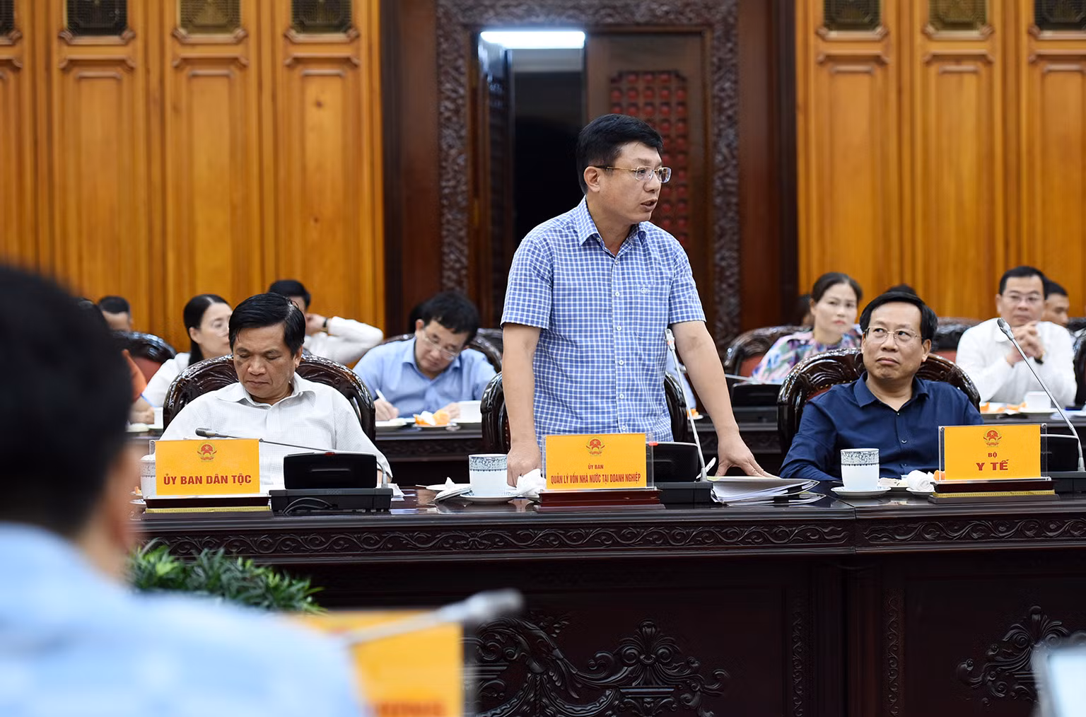 Phó Chủ tịch Ủy ban Quản lý vốn nhà nước tại doanh nghiệp Hồ Sỹ Hùng phát biểu tại cuộc họp.